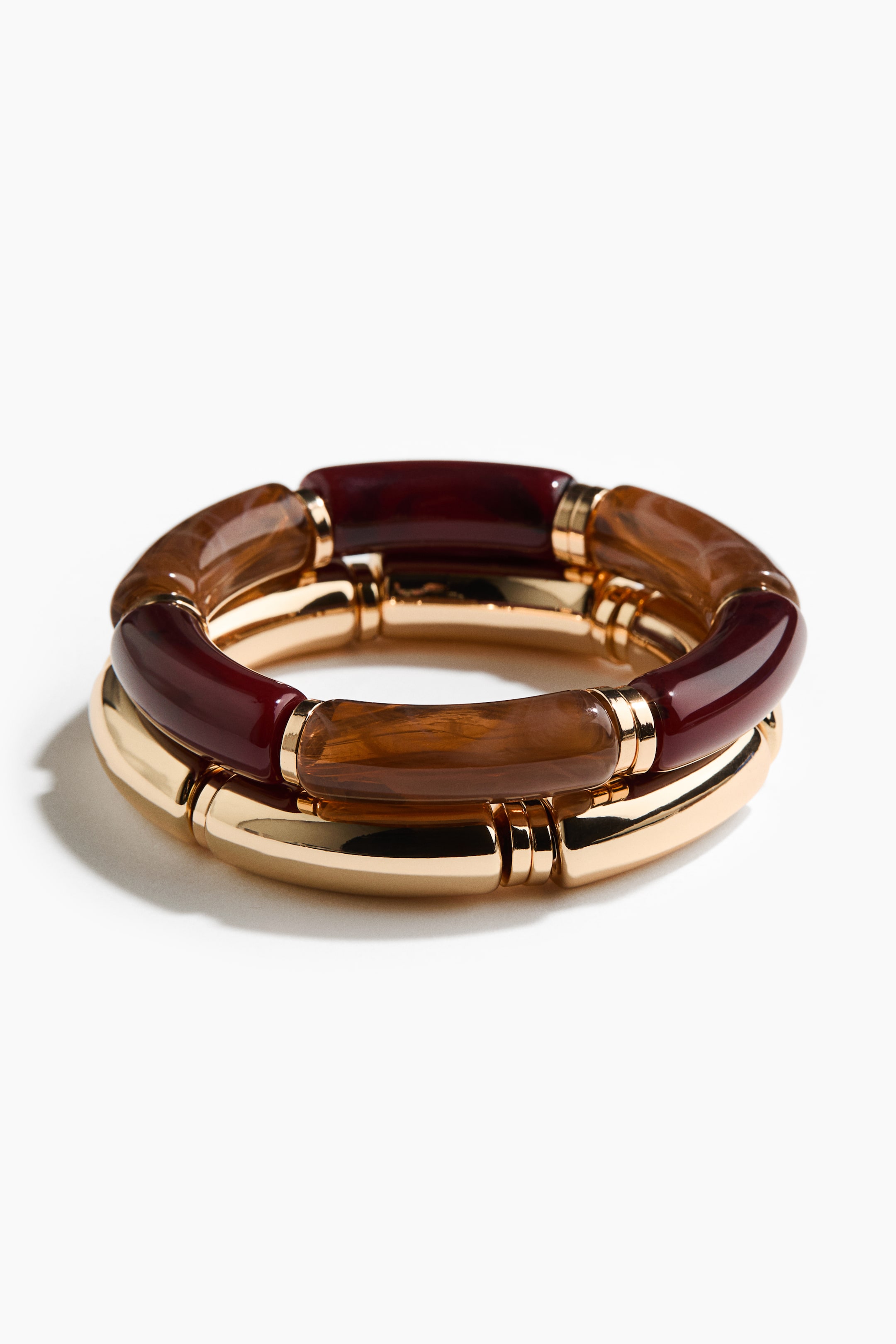 拡大画像を表示: 2-pack bracelets - ゴールドカラー／ブラウン／バーガンディ - レディース | H&M JP 4