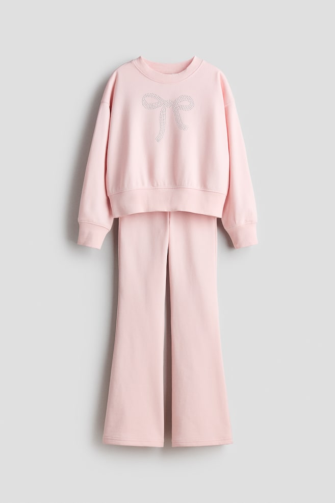 2-Piece Sweatshirt and Joggers Set - Light pink/bow/Blue/Paris - 1
