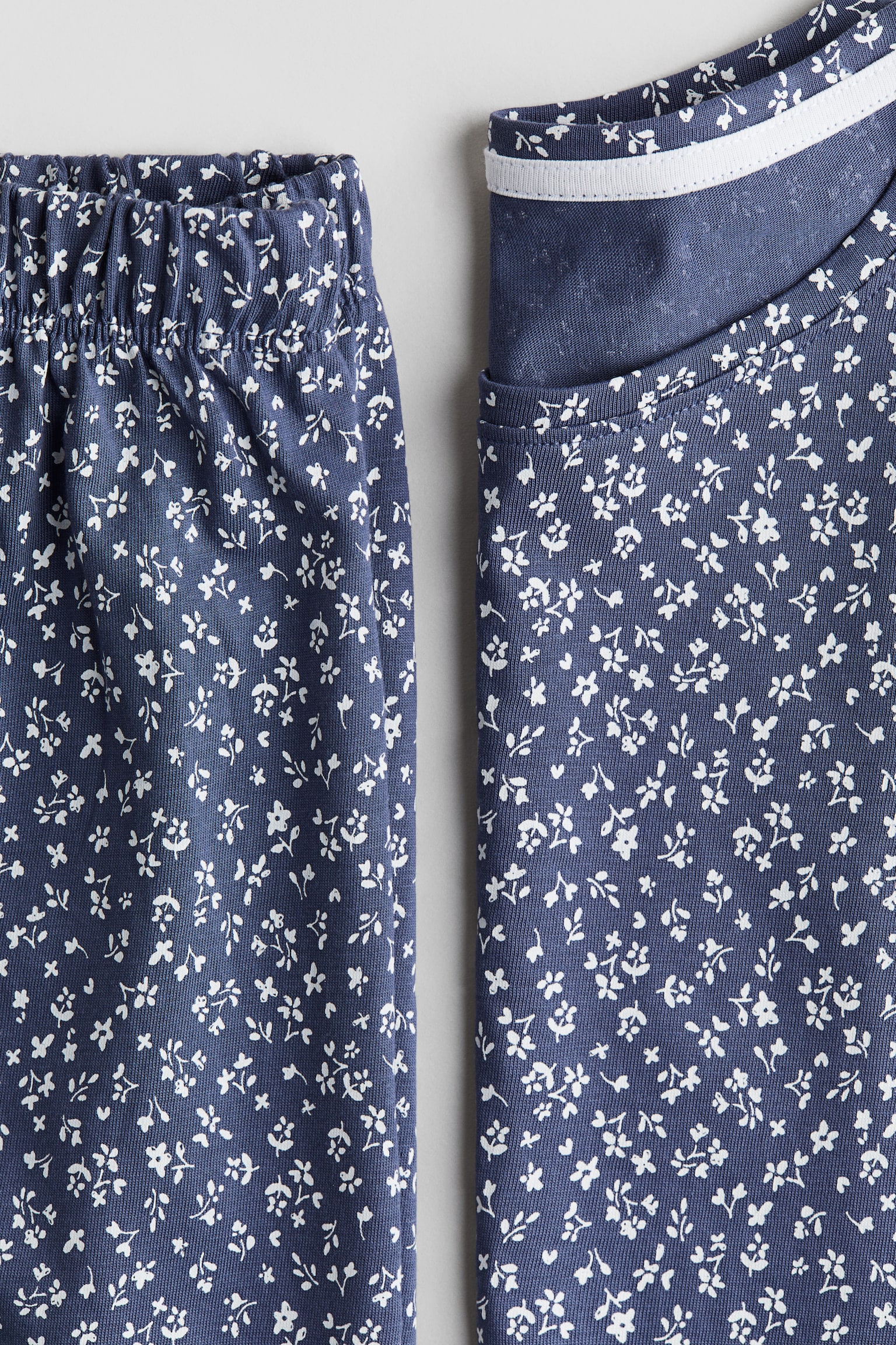 Cotton jersey pyjamas - Blue/Floral/White/Bows - 2