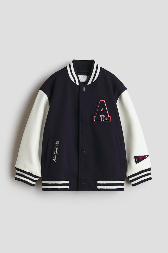 Motif-Detail Baseball Jacket - Navy blue/New York City/Dark brown/New York/Red/Athletics NY/Green/N.Y.C Club - 1