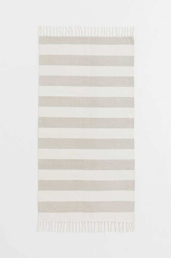 Striped cotton rug - Light grey/Striped - 1