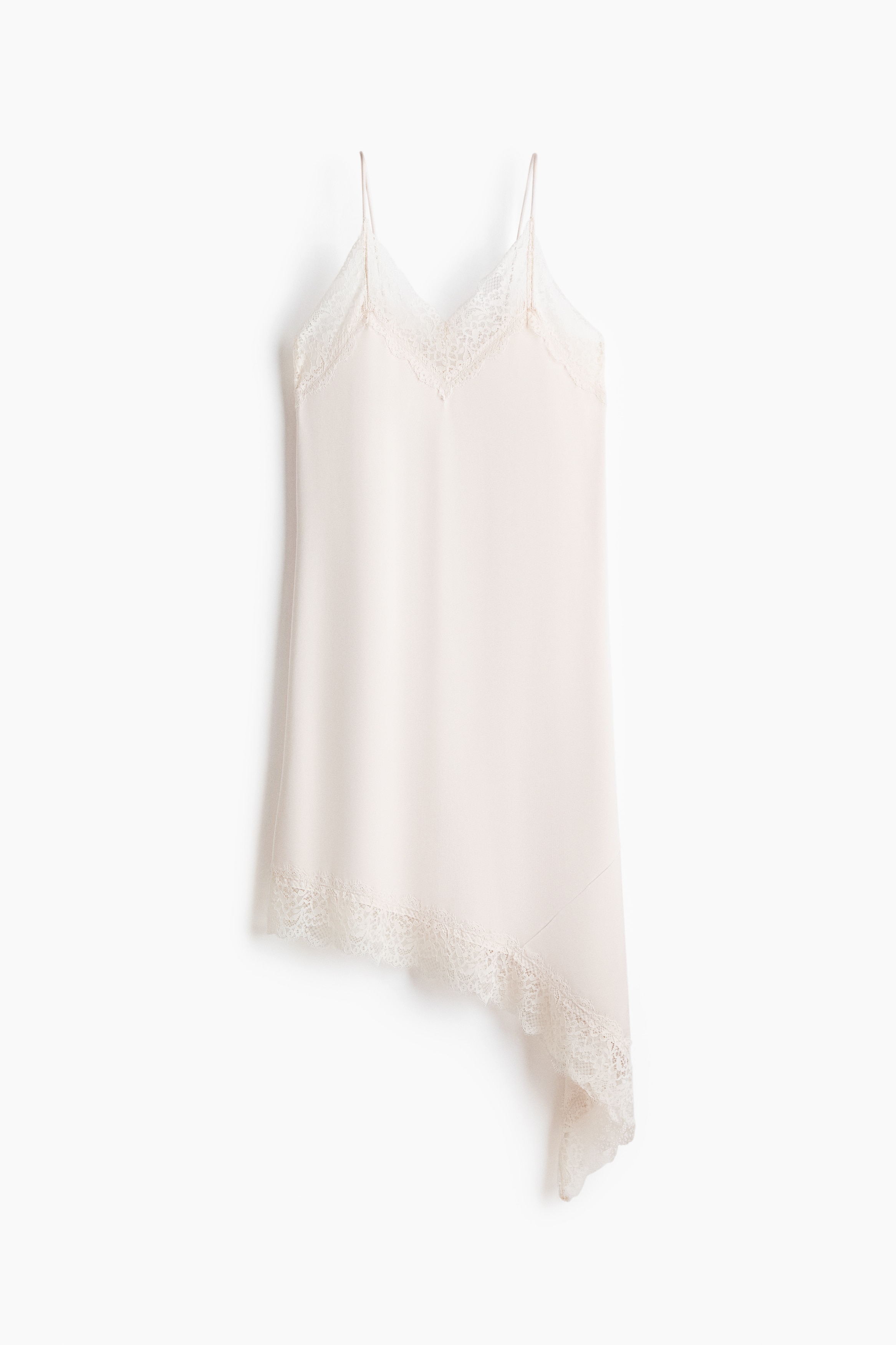 Lace-Trimmed Slip Dress - Pale powder pink/Dark brown