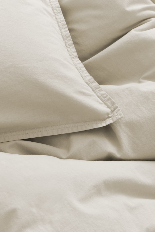 Vasket enkelt sengesæt i bomuld - Lys beige/Hvid/Rust/Mørkegrå/Rosa - 3