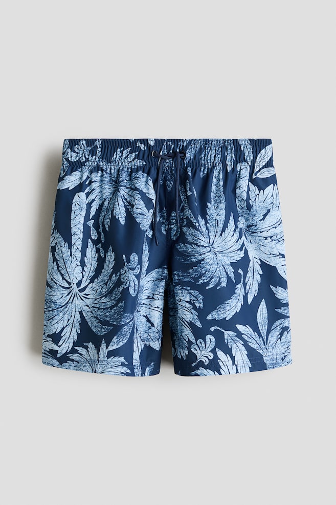 Gemusterte Badeshorts - Marineblau/Palmen/Dunkelblau/Fische/Mattblau/Gemustert/Knallorange/Geblümt - 1