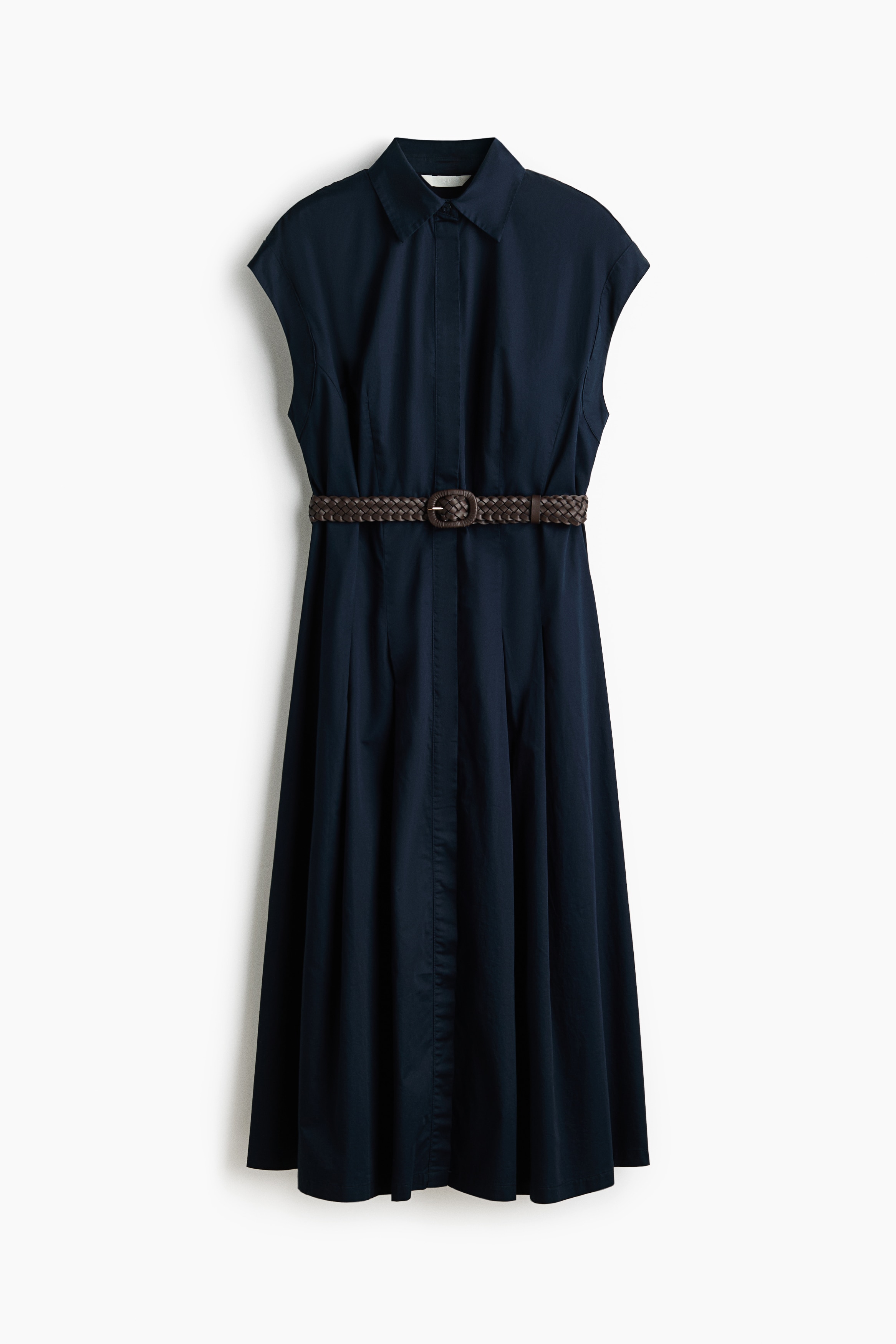 Vestido camisa de popelina de algodón - Azul marino