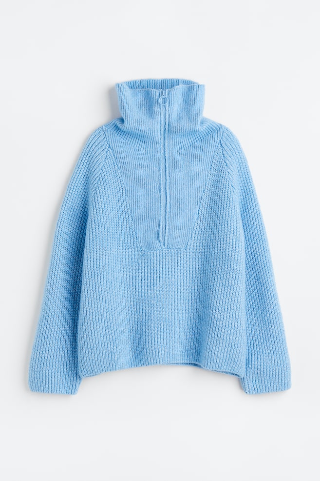 Zip-top rib-knit jumper - Light blue - 2