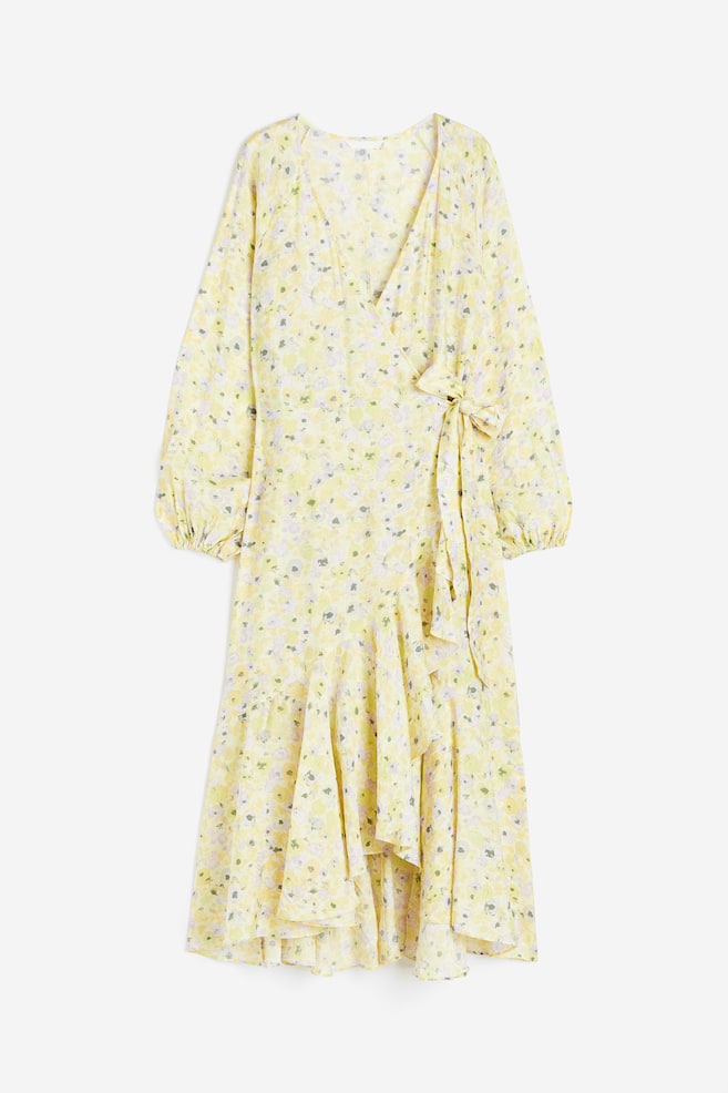 Maxi wrap dress - Light yellow/Floral/Light beige/Floral/Cream/Beige patterned - 2