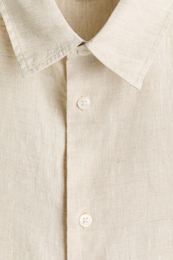 Relaxed-Fit Linen Shirt - Cream/Navy blue/White - 6