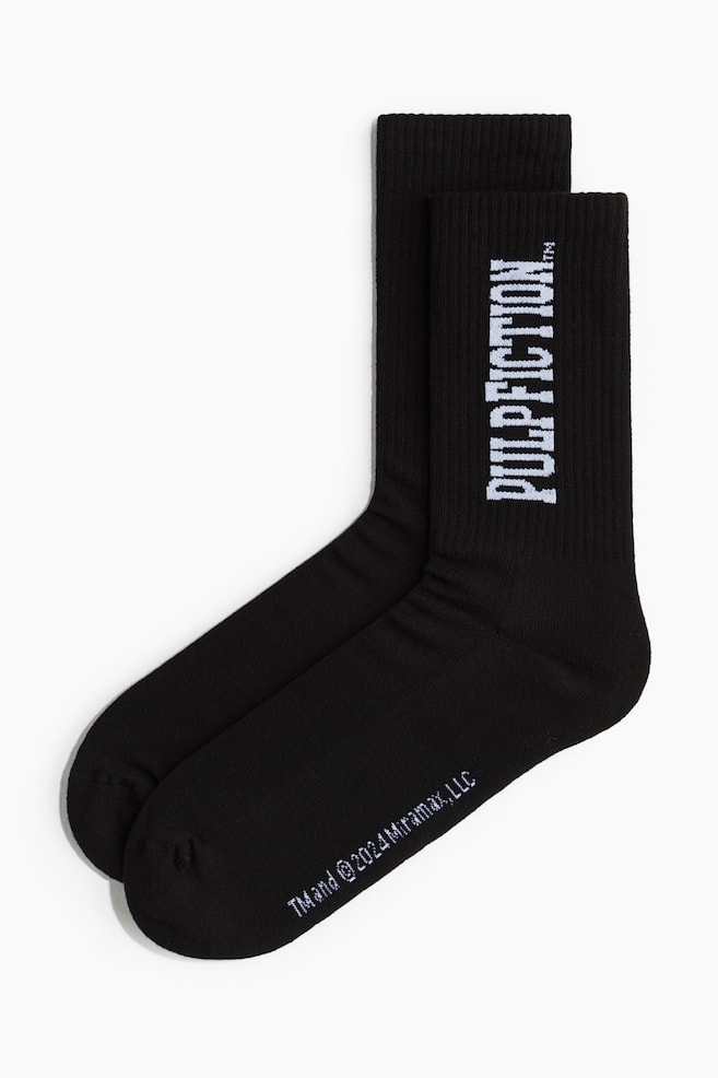 Motif-detail Socks - Black/Pulp Fiction/Black/Keith Haring - 1
