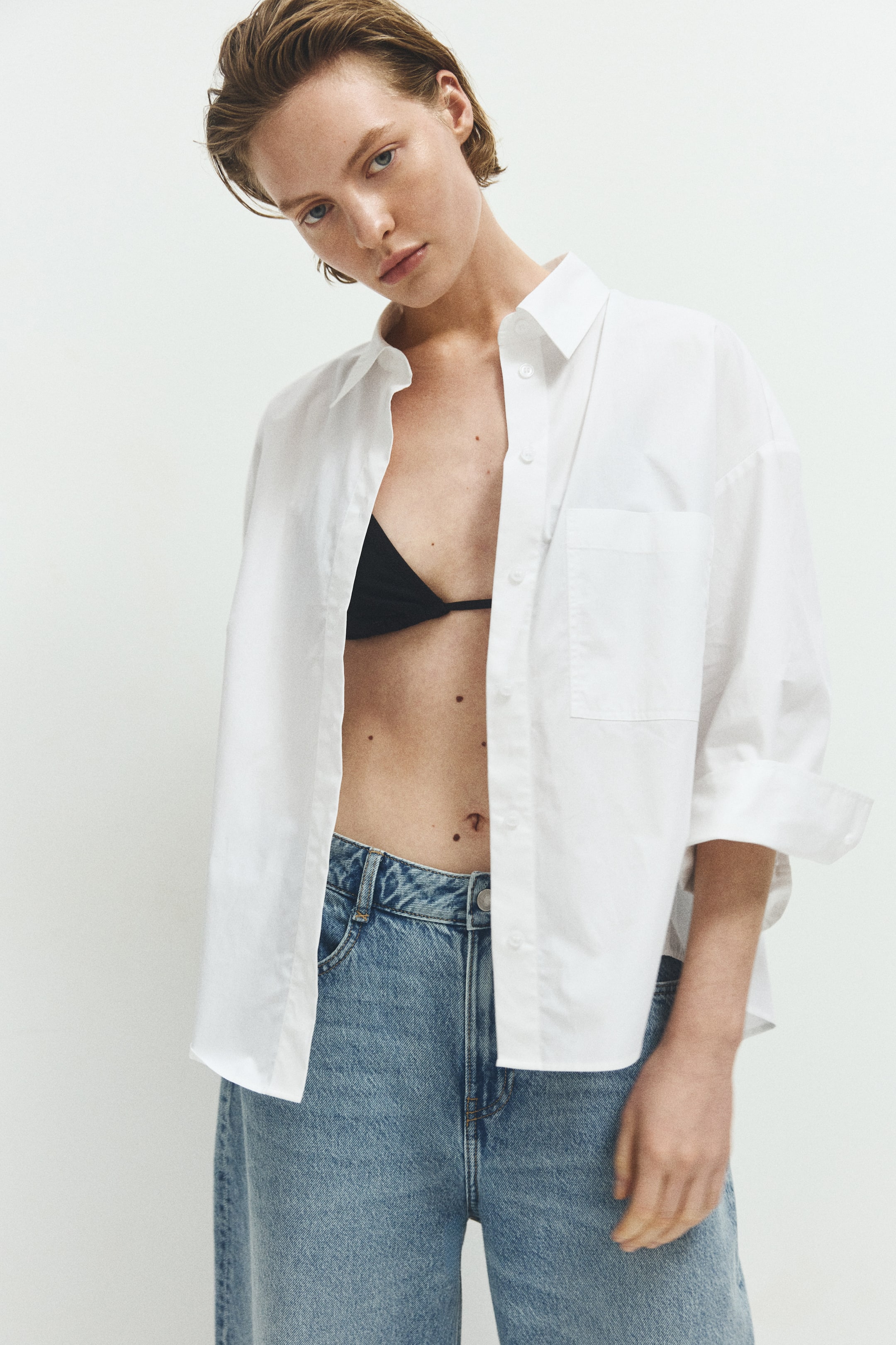 Chemise courte en popeline