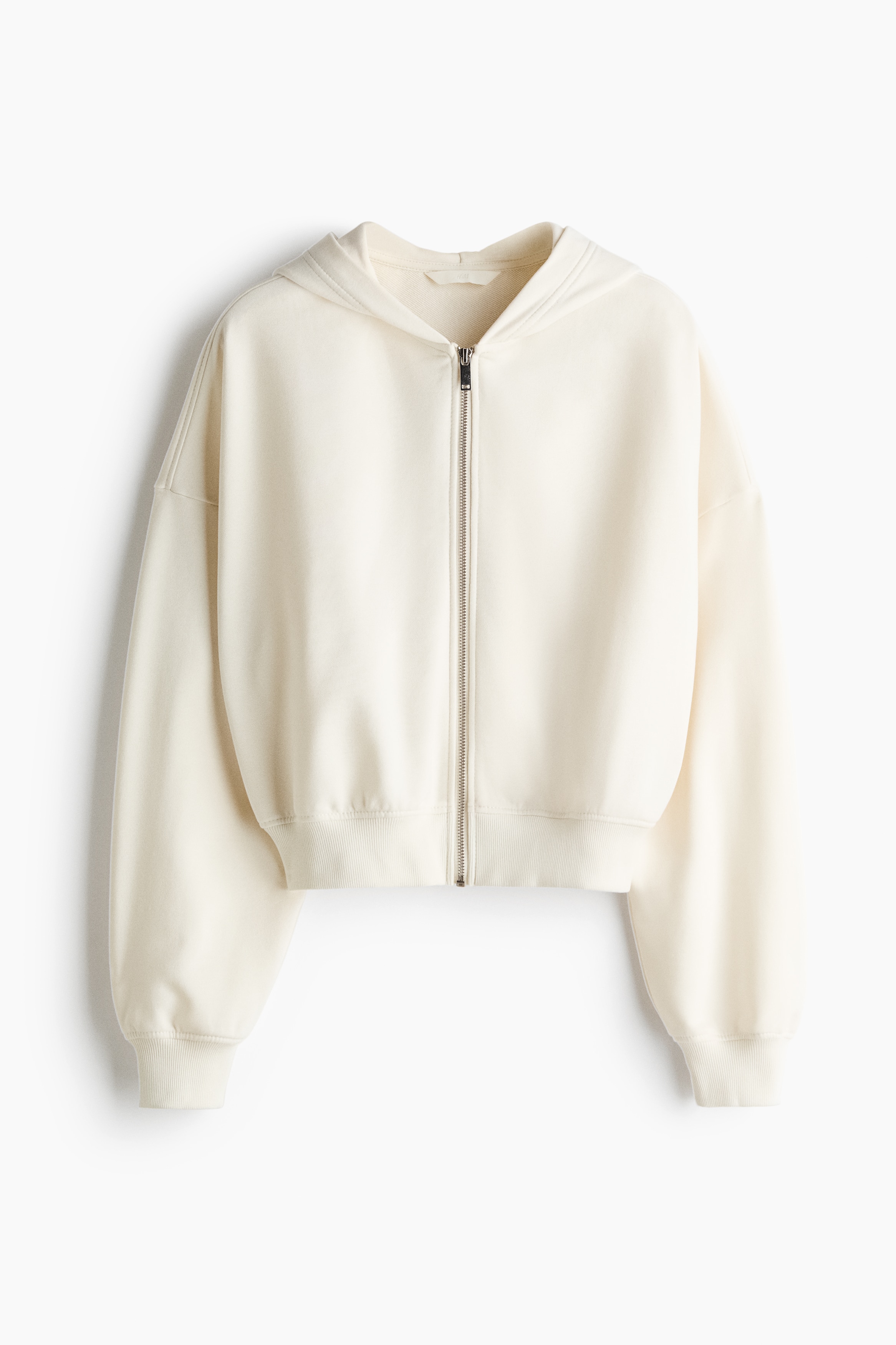 Short Hooded Jacket - Cream/Dark brown/Dark red