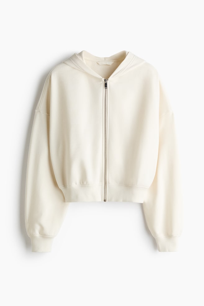 Short Hooded Jacket - Cream/Dark brown/Dark red - 1