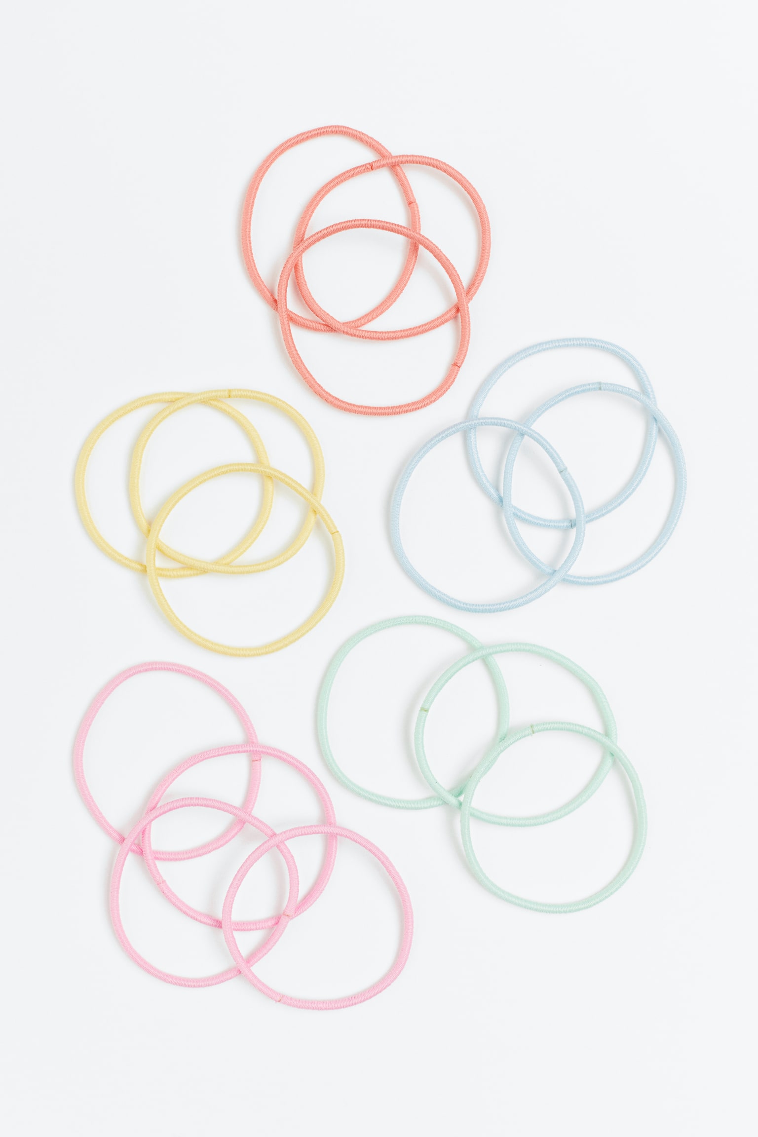 16-pack Hair Elastics - Pink/Yellow/Light blue/Light beige - 1