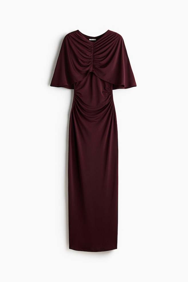 Jersey cape dress - Chocolate plum/Pink - 1