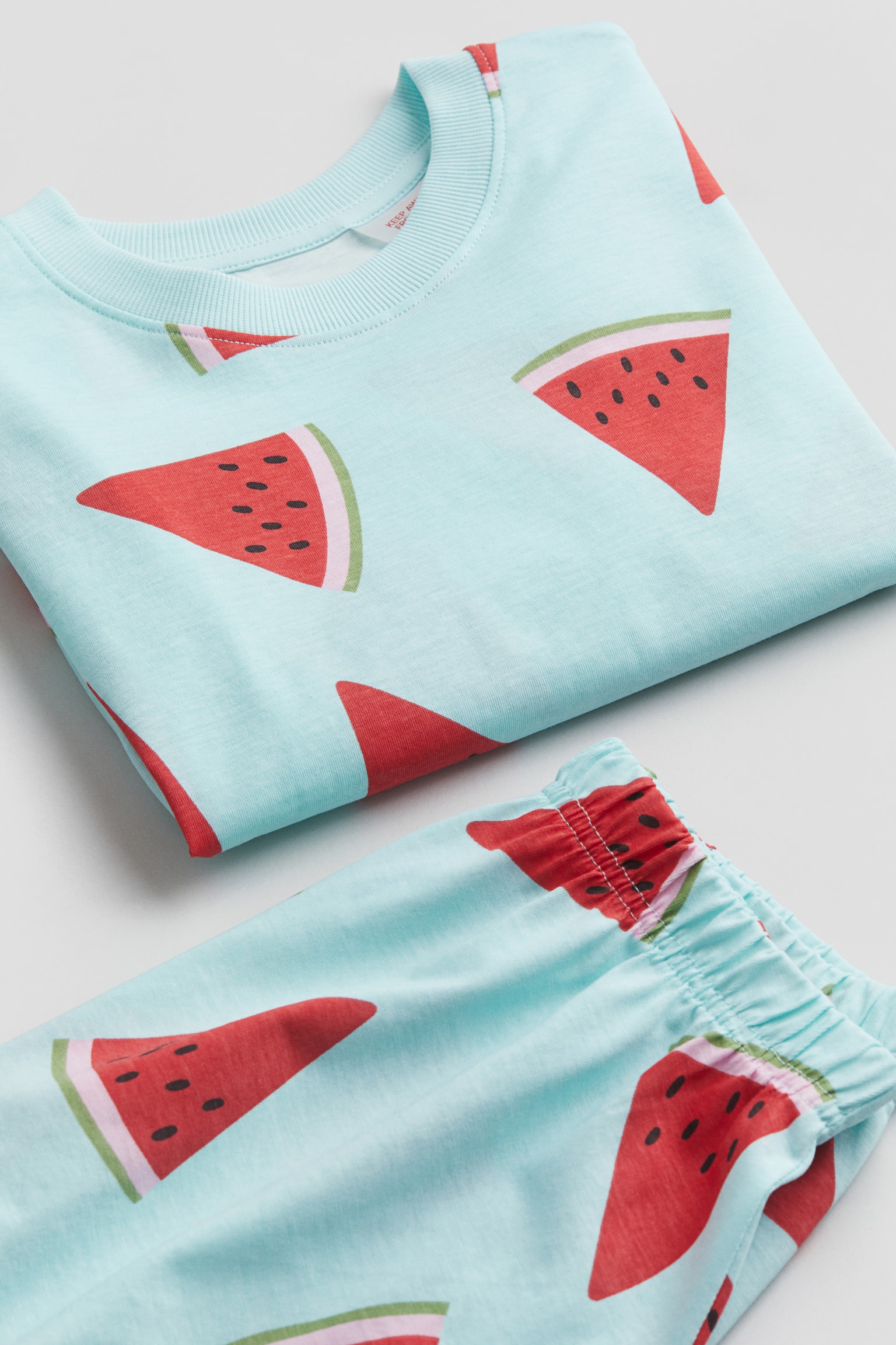 Cotton jersey pyjamas - Turquoise/Watermelons/Light beige/Spotted - 2