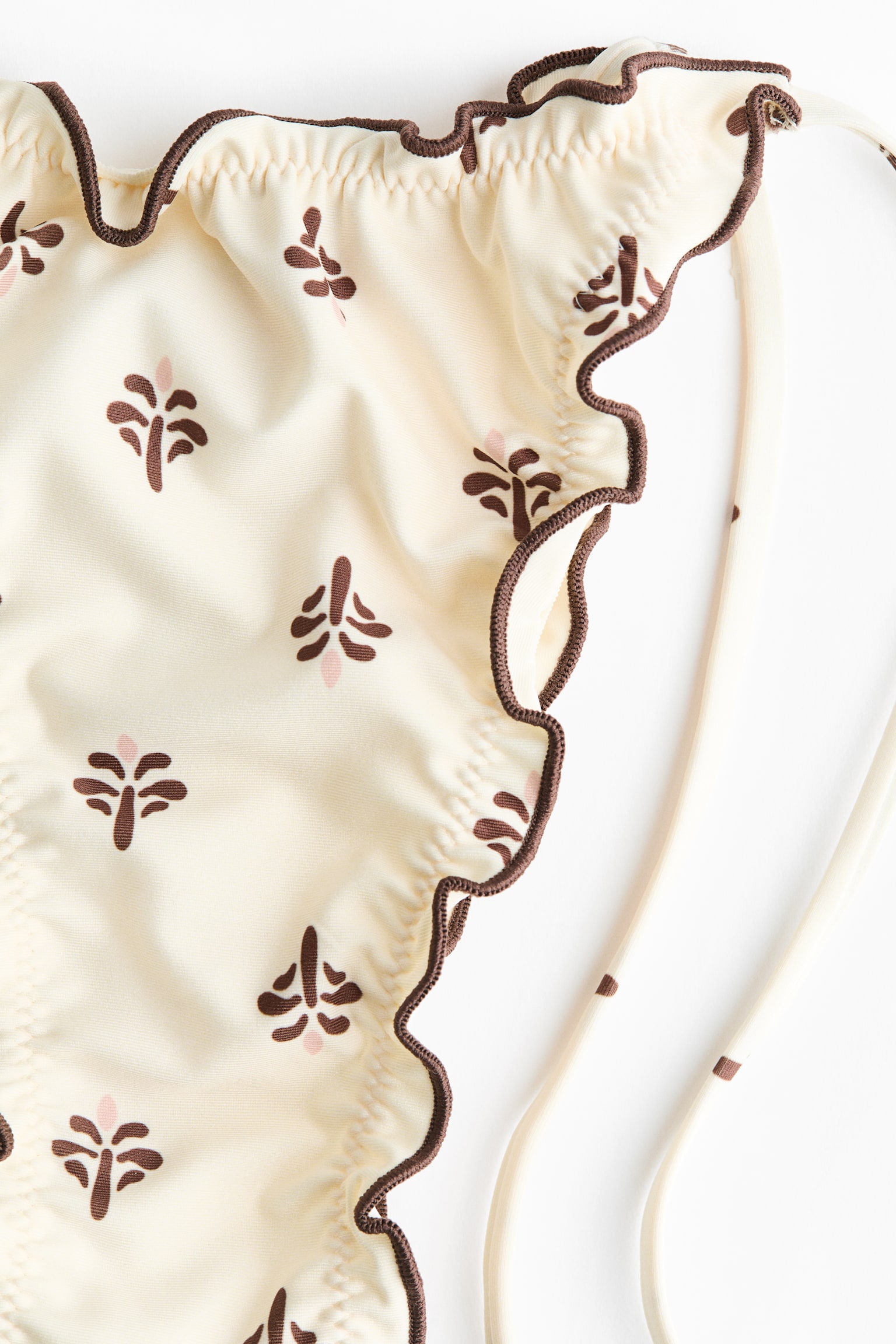 Cheeky tie tanga bikini bottoms - Cream/Floral - 6