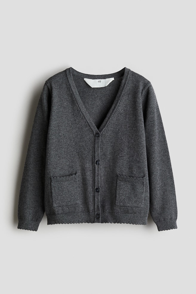 Cotton school cardigan - Dark grey/Dark blue/Dark green/Dark grey marl/Dark green/Bright red - 1