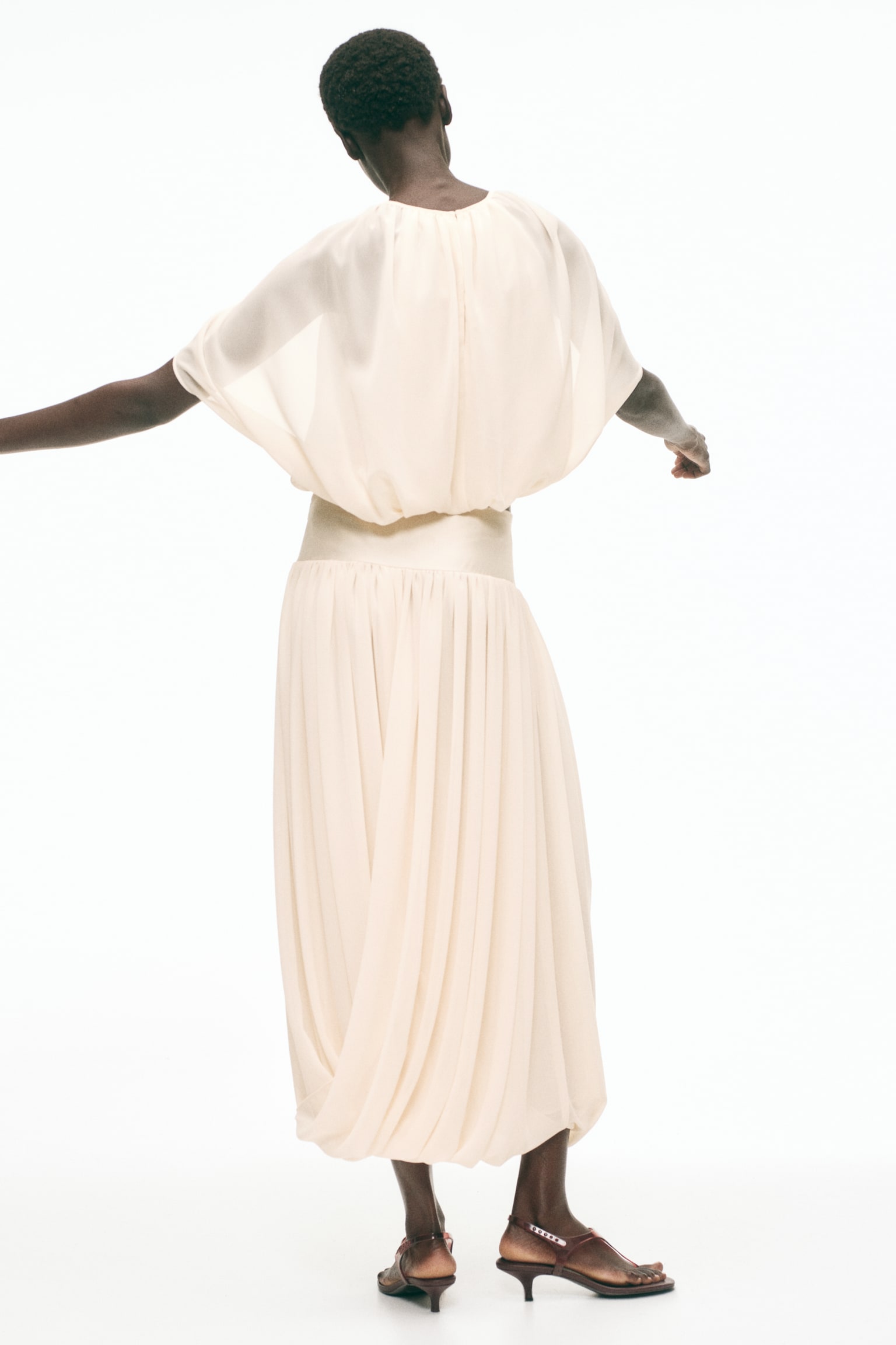 Draped chiffon skirt - 3