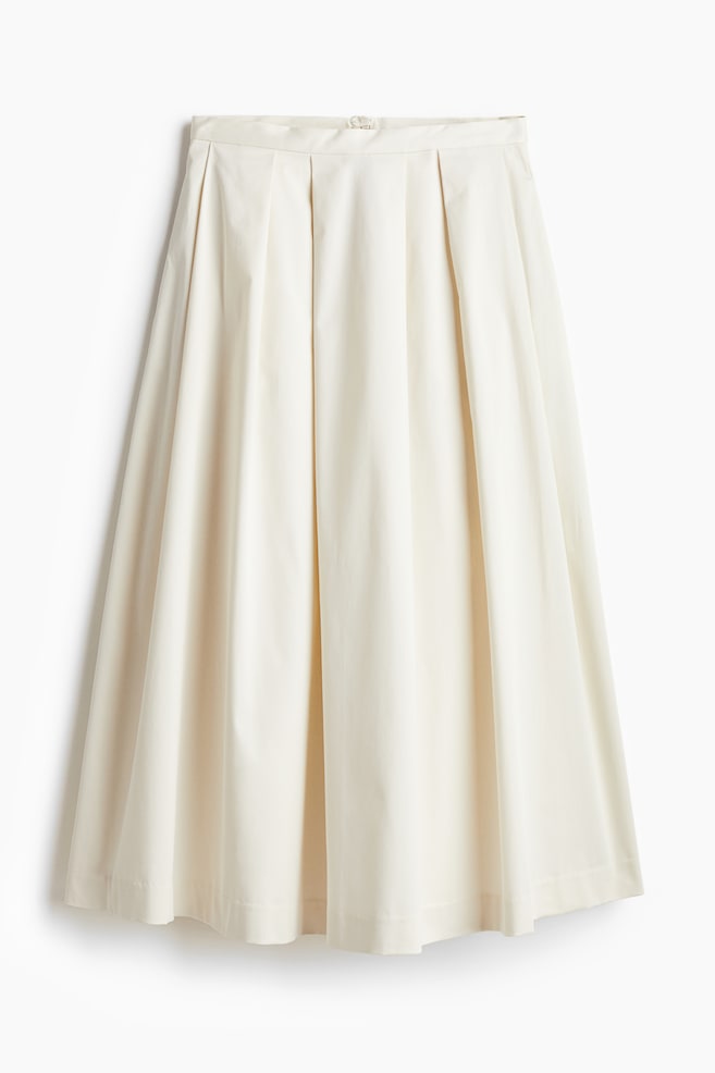 Pleated satin skirt - White - 1