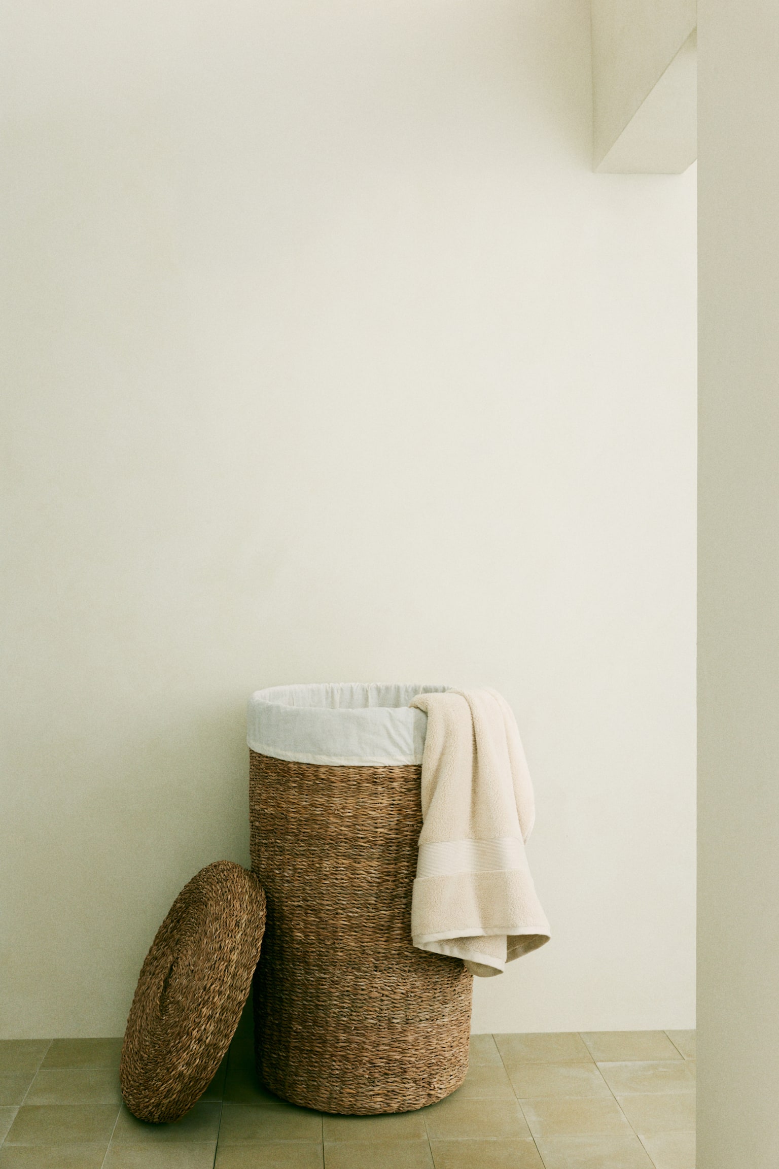 Très grand panier à linge en jonc de mer - Beige - 2