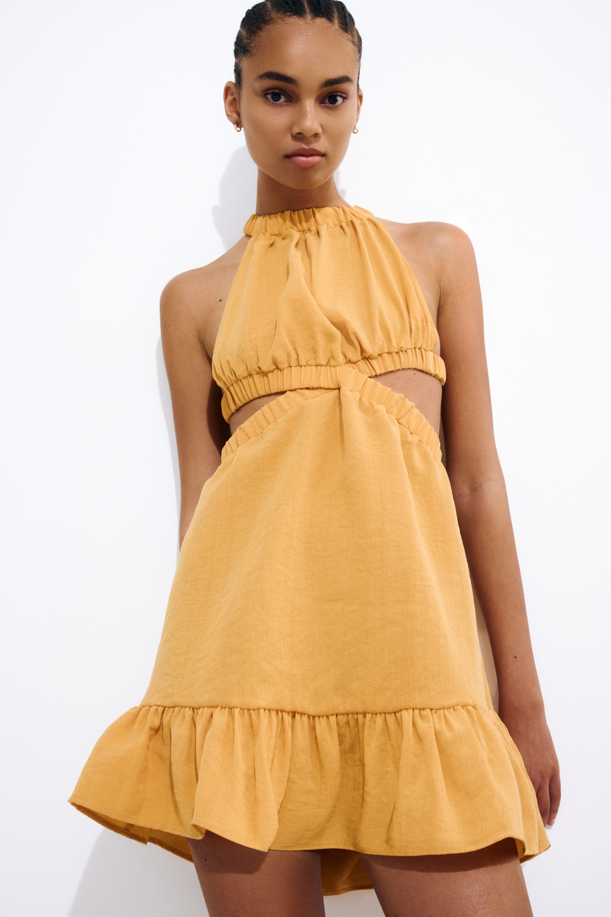 midi length t shirt dress Weekend Tee curved hem Hot pink prom dresses Lace Style Elegant Long Color:Brown/Taupe