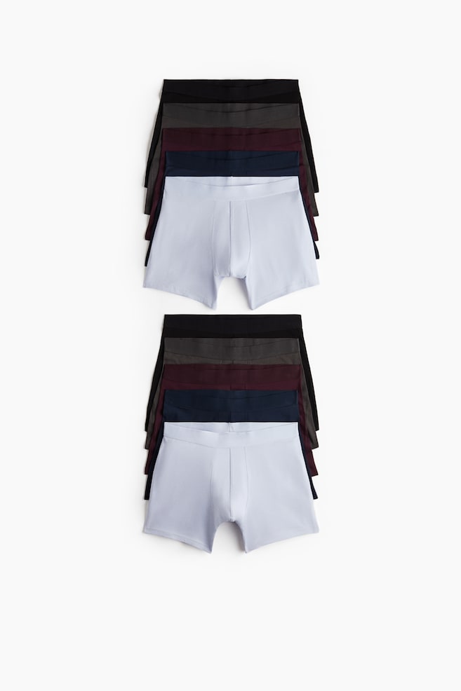 10-pack mid trunks with Lycra® - Blue/Burgundy/Grey/Black/Grey marl/Black/Dark brown/Teal/Dusty blue/Black/Khaki green/Grey marl - 1