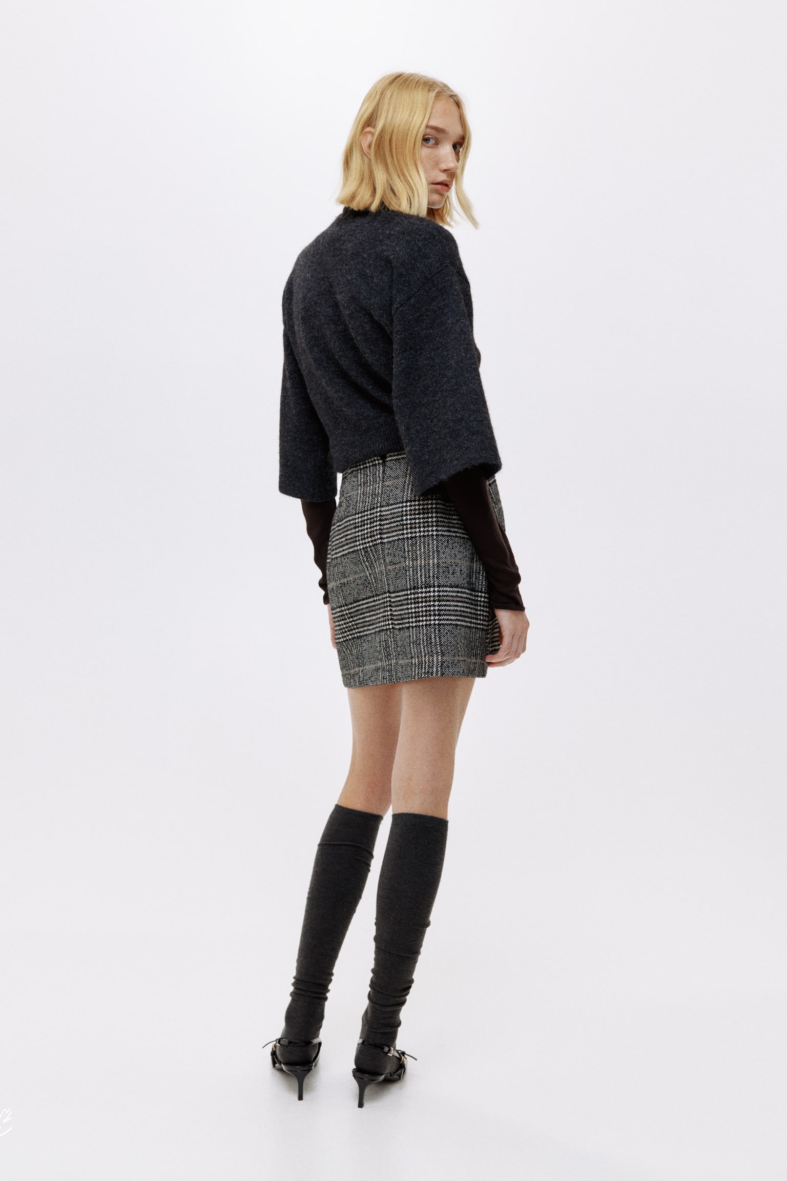 Mini skirt - Black/Checked/Cream - 4