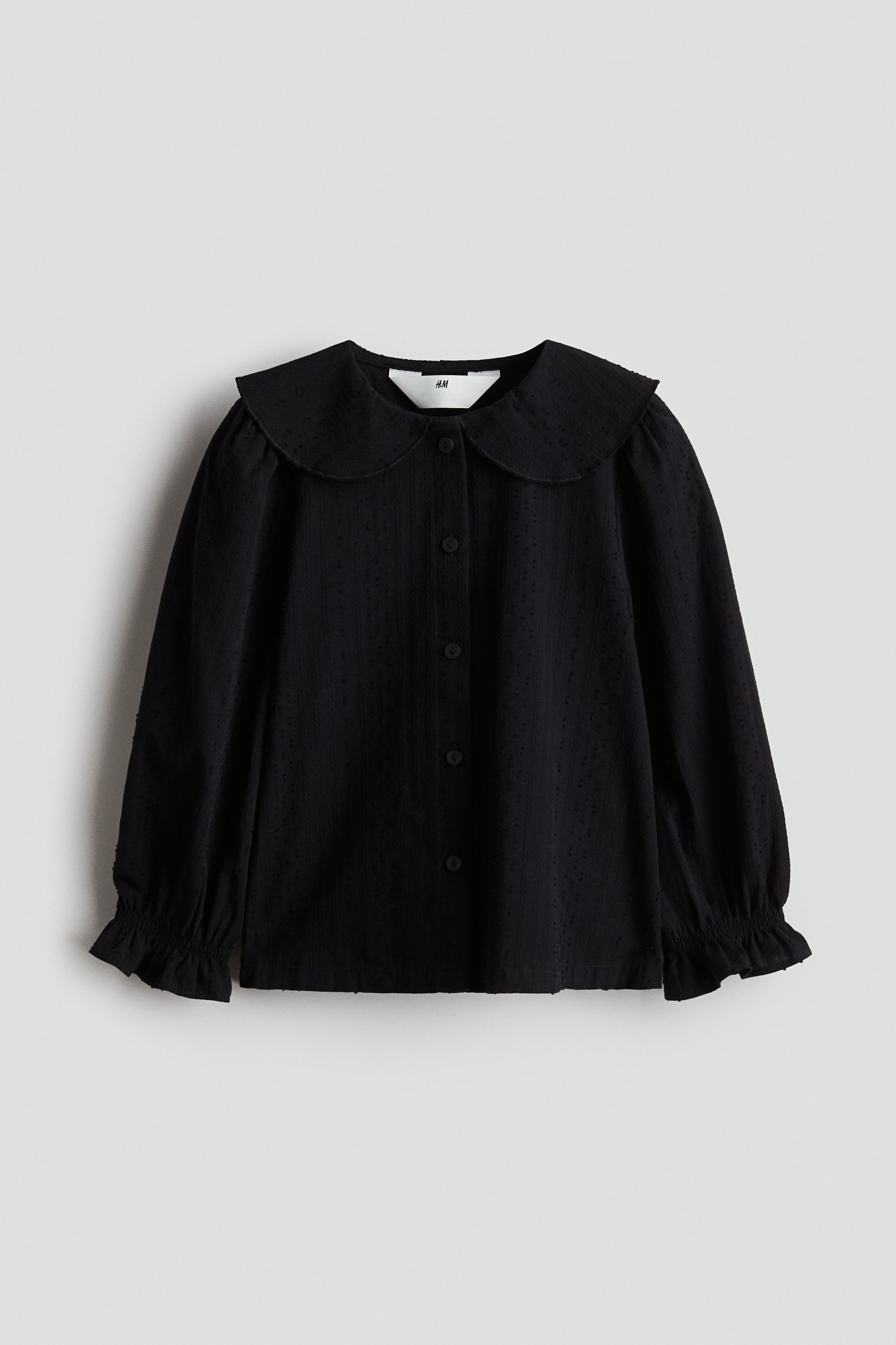 Textured Cotton Blouse - Black/White