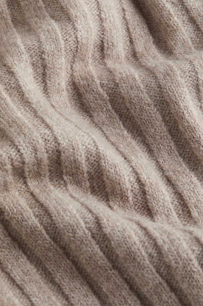 Rib-knit polo-neck jumper - Beige/White/Striped/Black/Striped - 4
