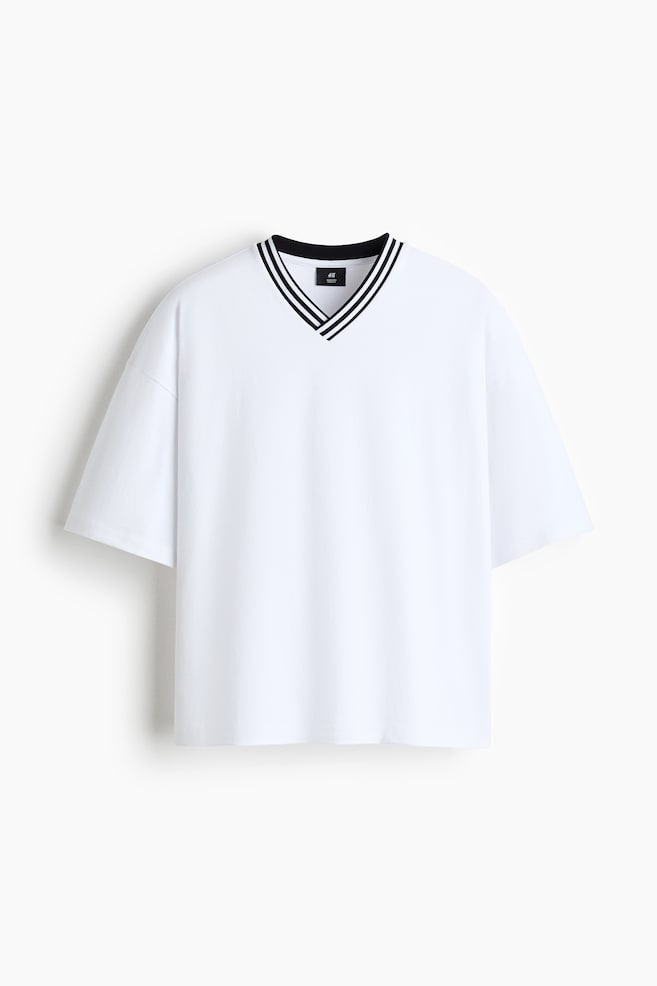 Oversized Fit Cotton T-shirt - White/Black - 1