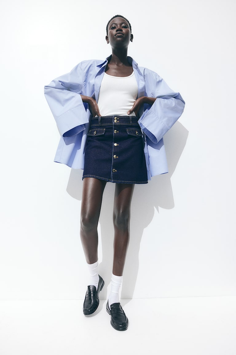 Blue Denim Mini Skirt A Line Dark Denim Skirt Calvin Klein Jeans