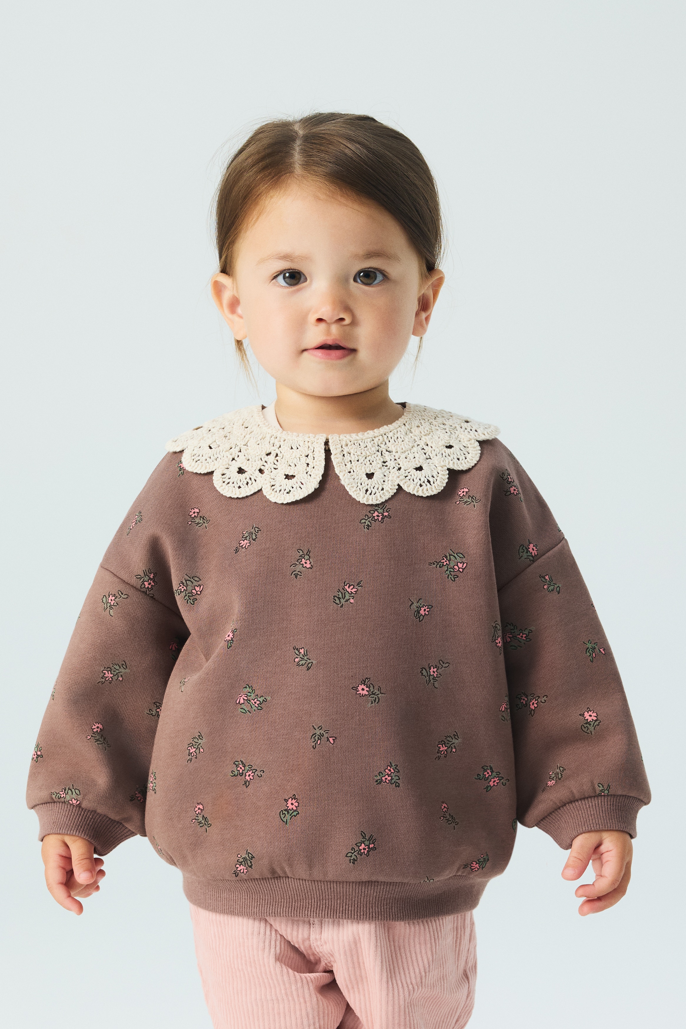 Sweat avec col - Marron/fleuri