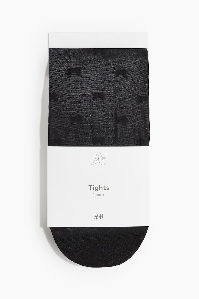 Bow-Patterned Tights - Black/patterned - 1