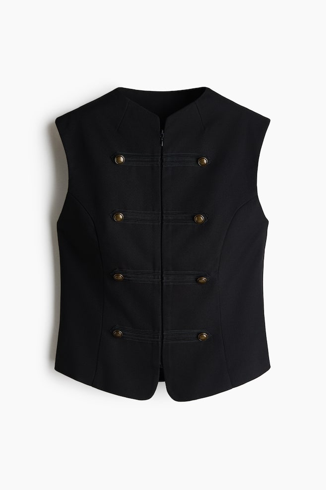 Button-detail twill waistcoat - Black - 1