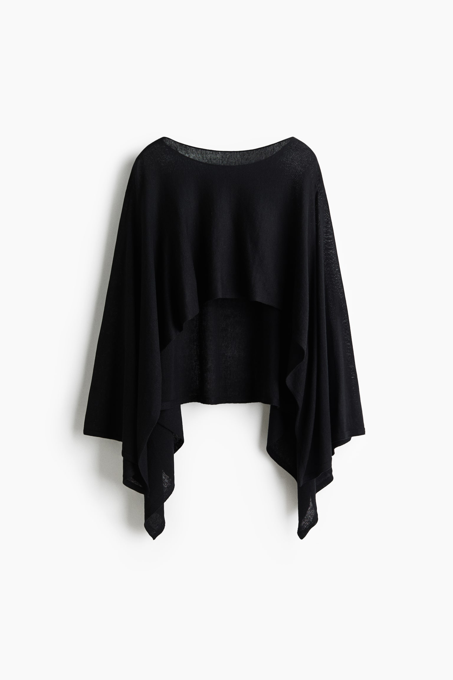Женская накидка H&M Knit Boat-Neck Cape, цвет: Чёрный — фото 1