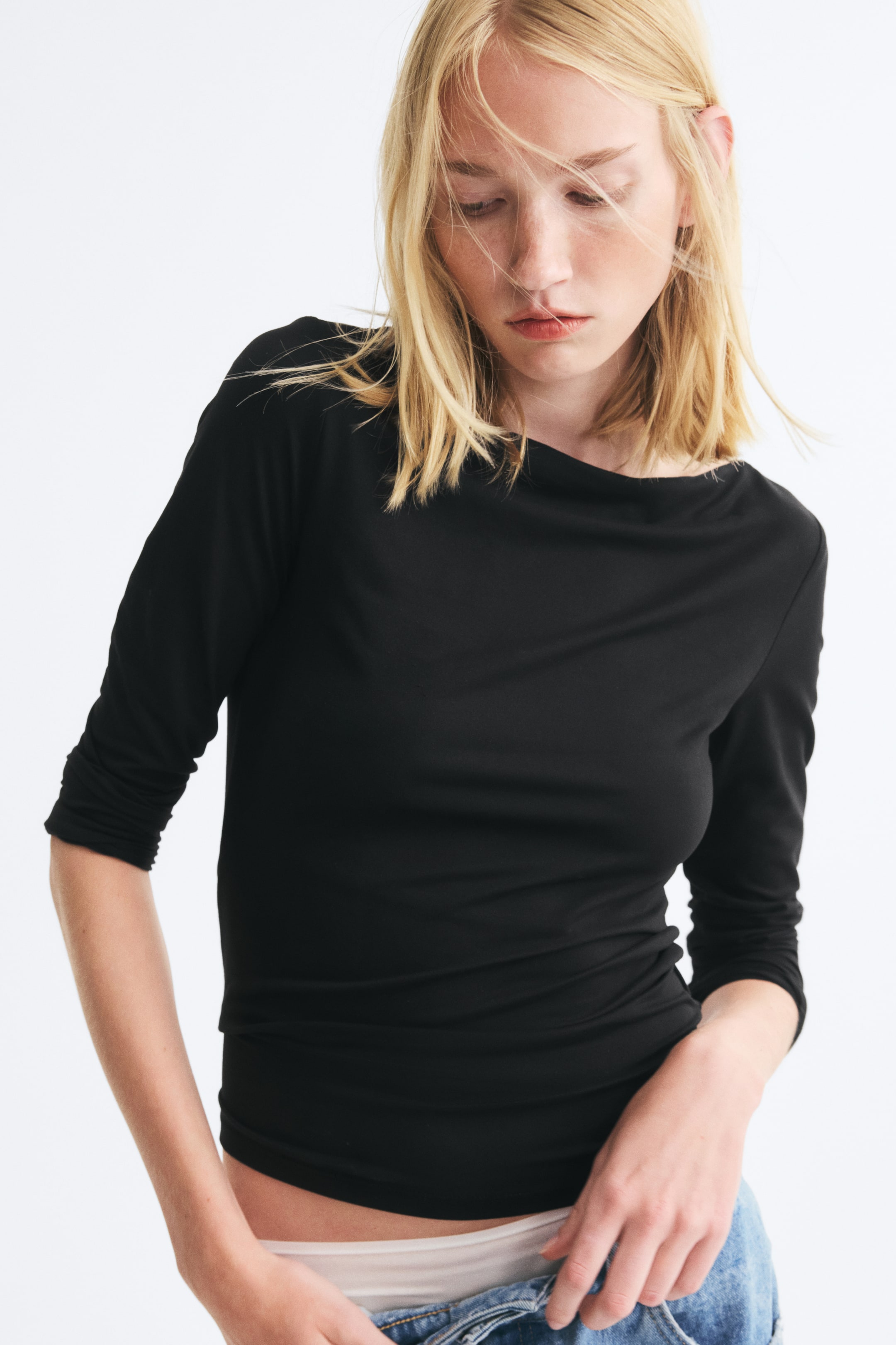 Fitted Boat-Neck Top