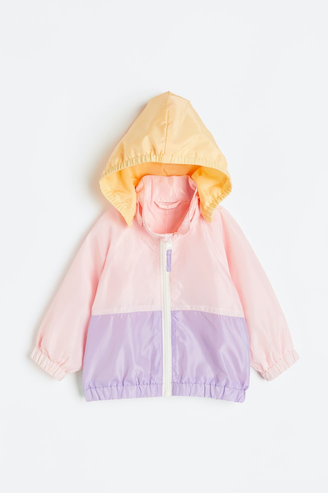 Hooded patterned jacket - Light pink/Block-coloured/Blue/Block-coloured - 1