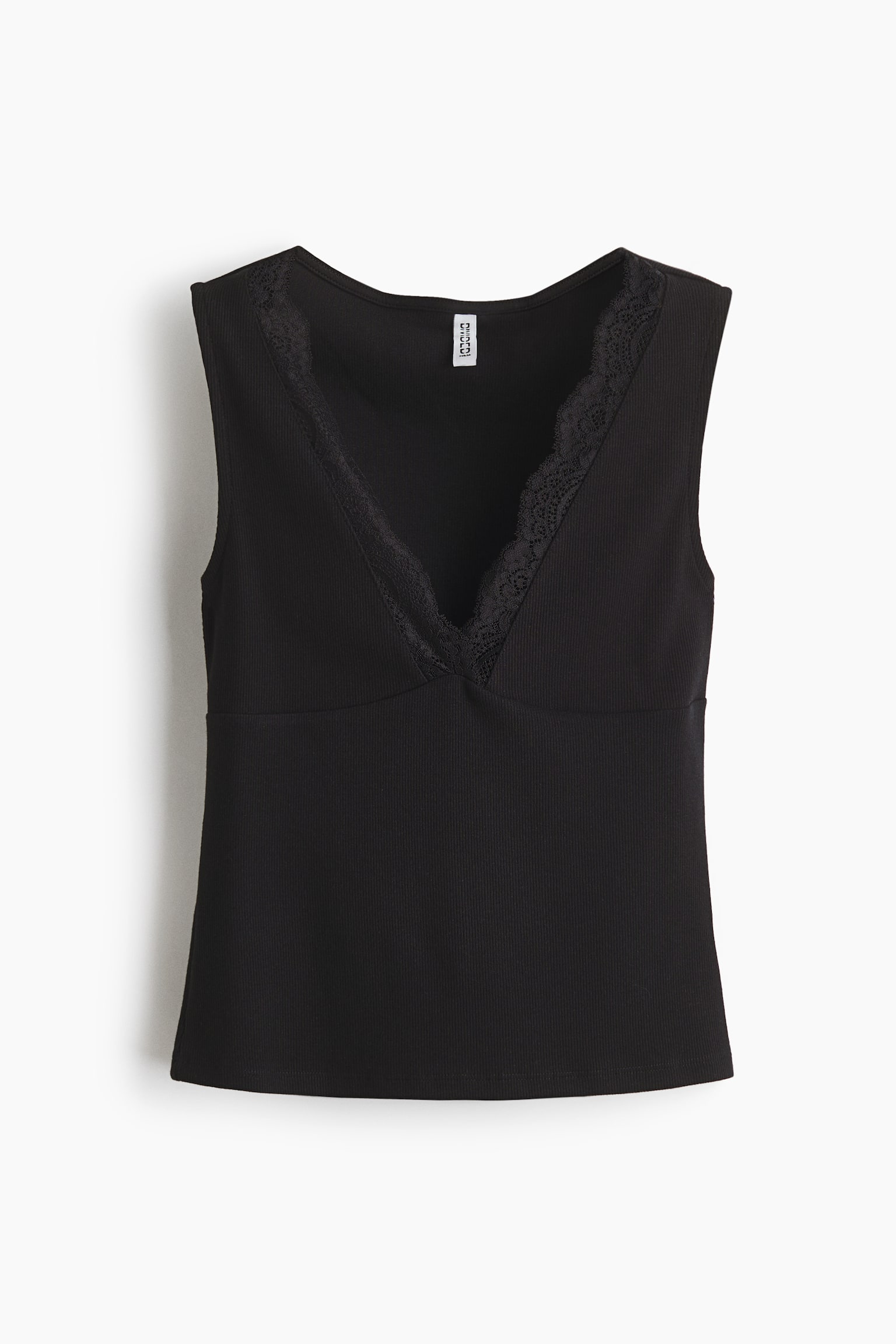Lace-trimmed vest top - Black/Cream/Navy blue