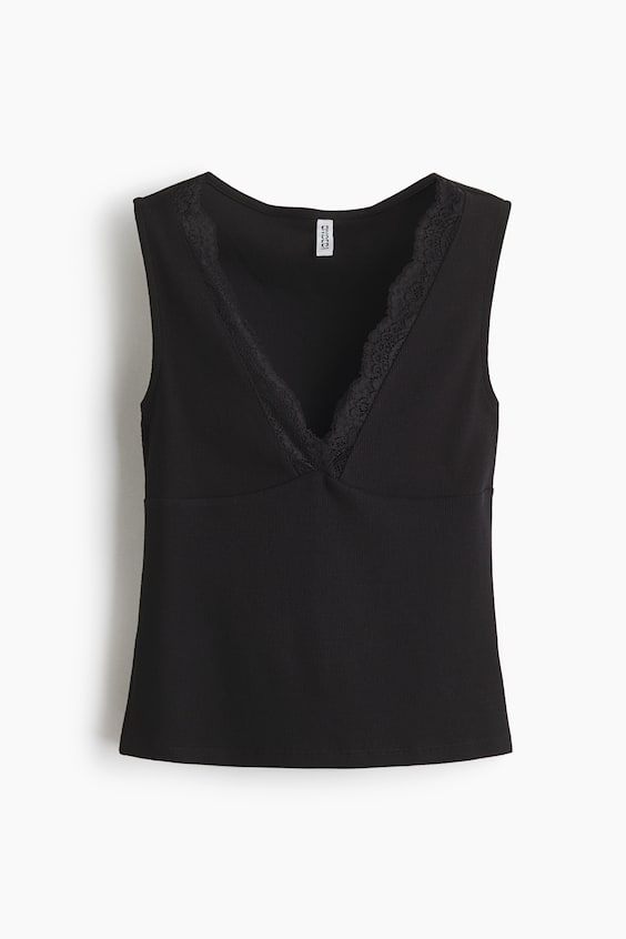 Женские топы H&M Lace-Trimmed Tank Top