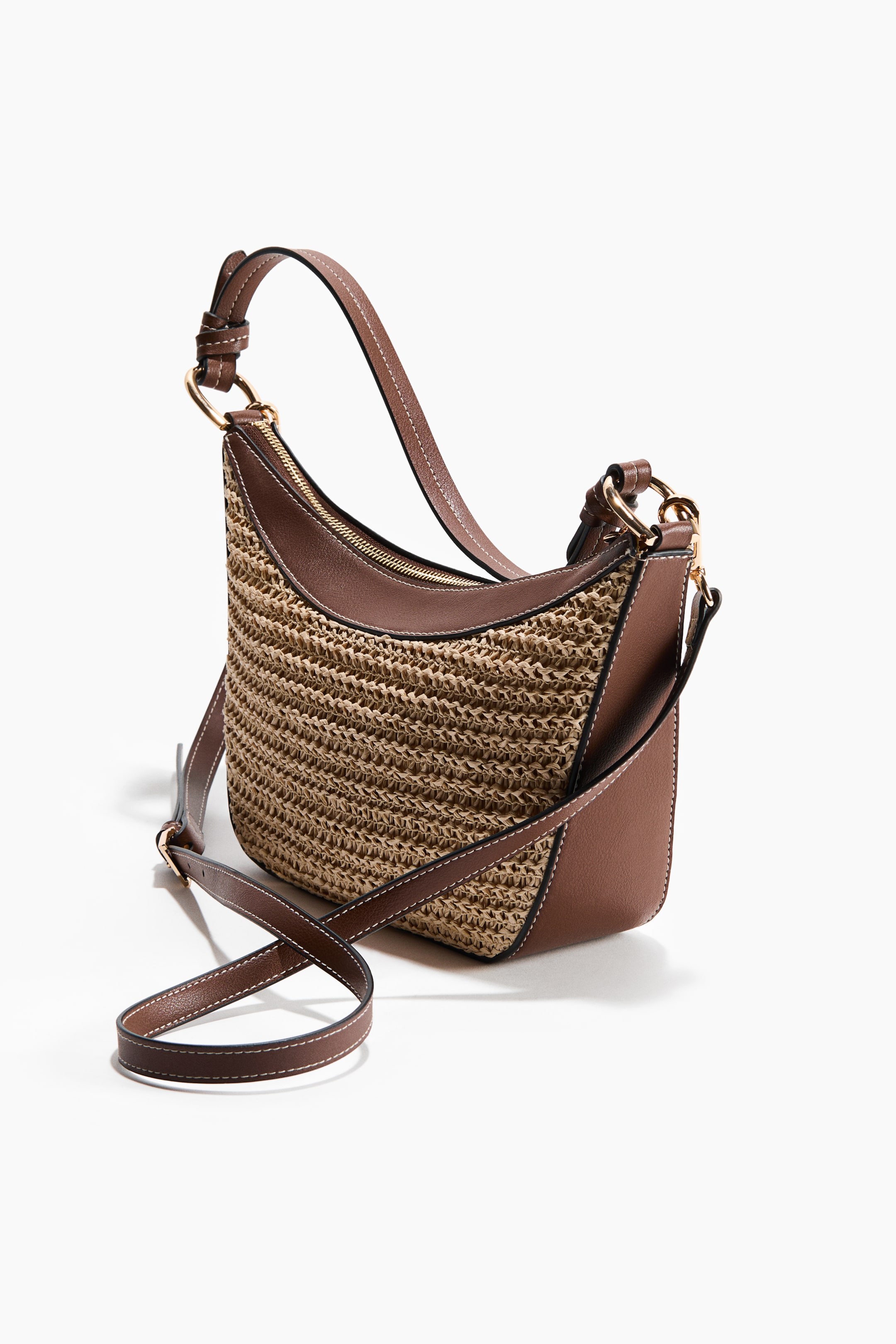 Straw-Detail Crossbody Bag