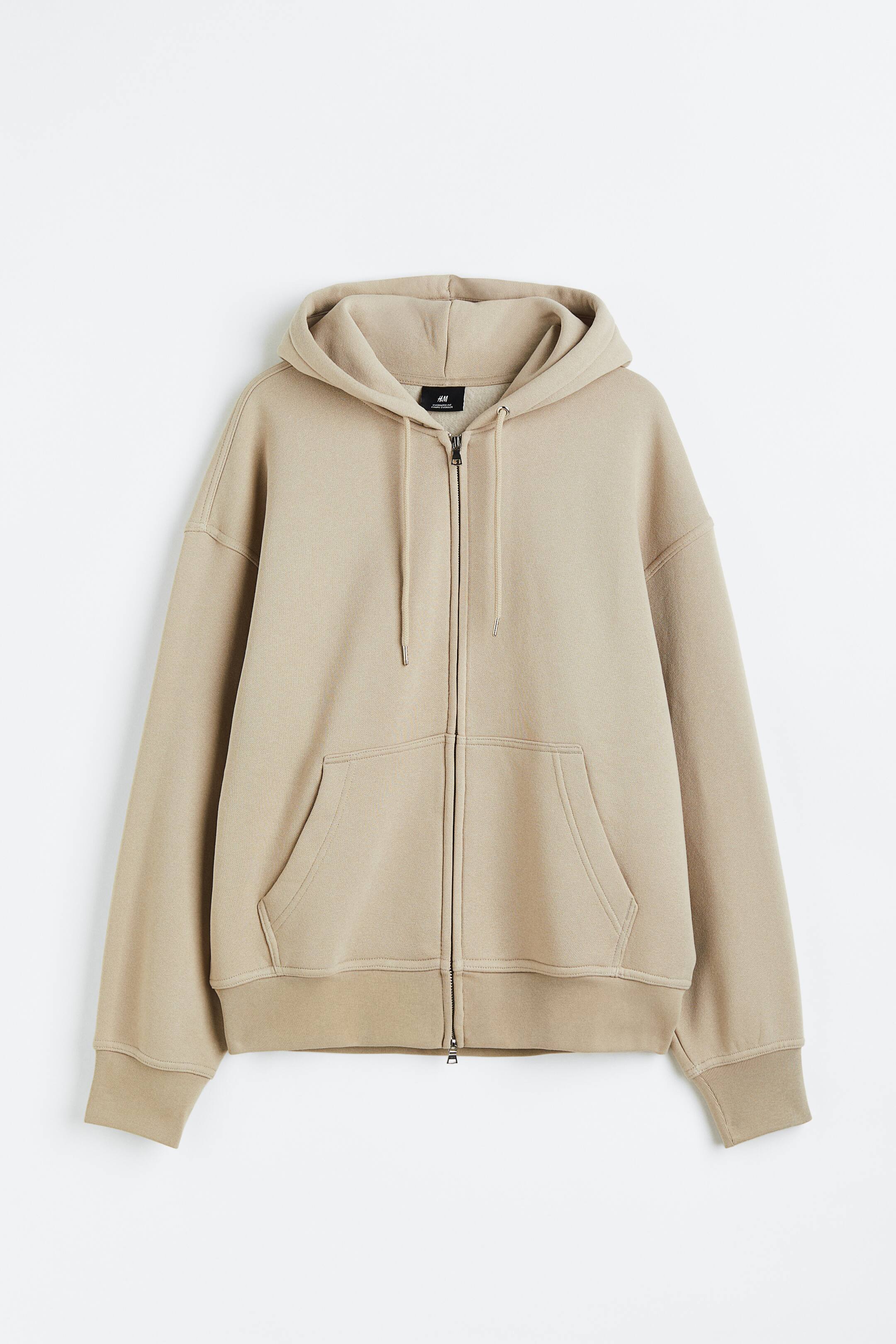 Xem ảnh lớn hơn: Áo hoodie kéo khoá Oversized Fit - Màu be - Men | H&M VN 1