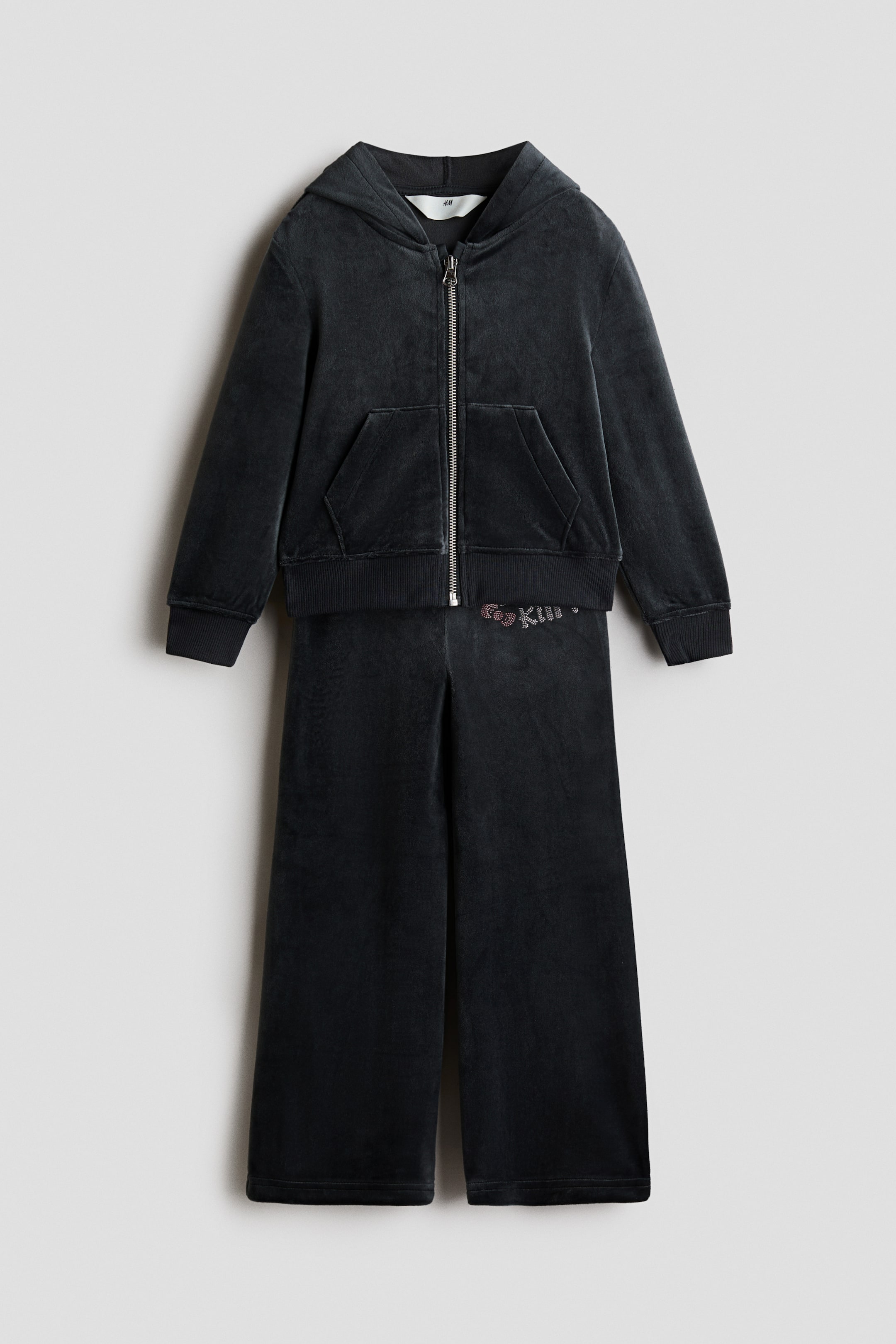 View larger image: 2-piece motif-detail velour set - Anthracite grey/Hello Kitty - Kids | H&M 1