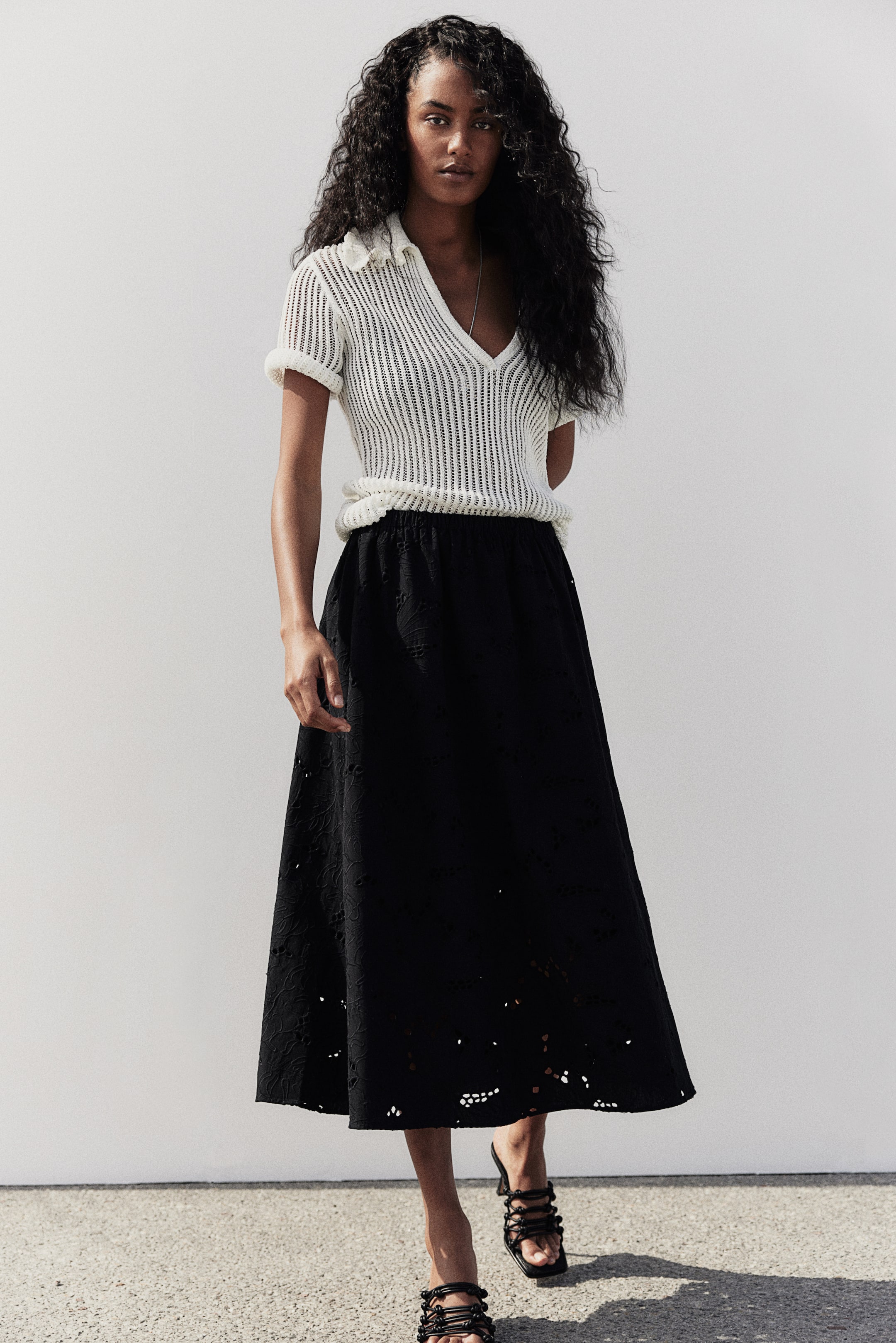 Skirt with Eyelet Embroidery