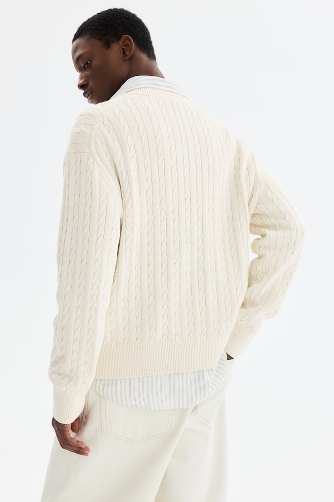 Regular-Fit Cable-Knit Sweater - White - 6