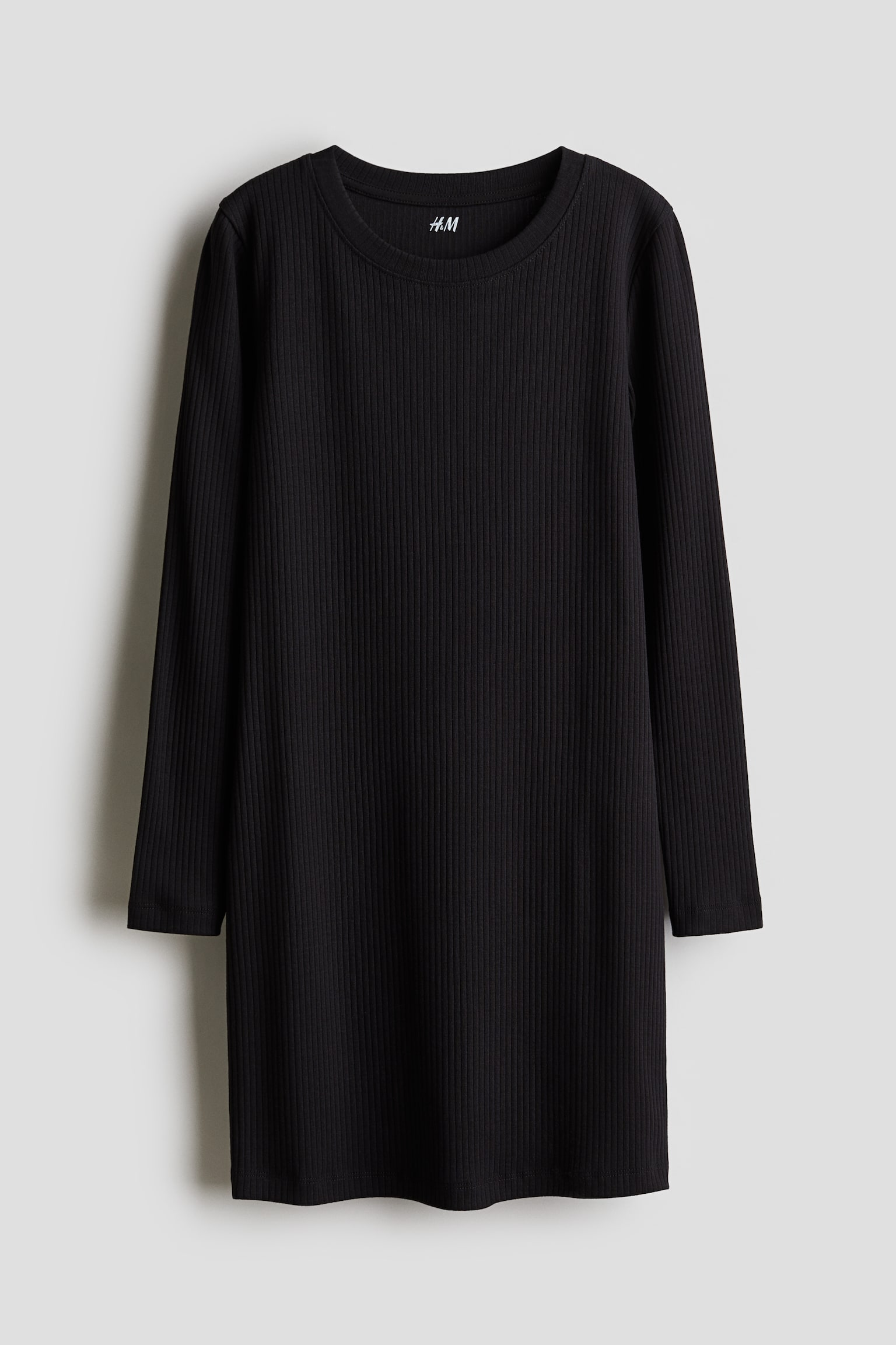 Ribbed jersey dress - Black/Black/Striped - 1