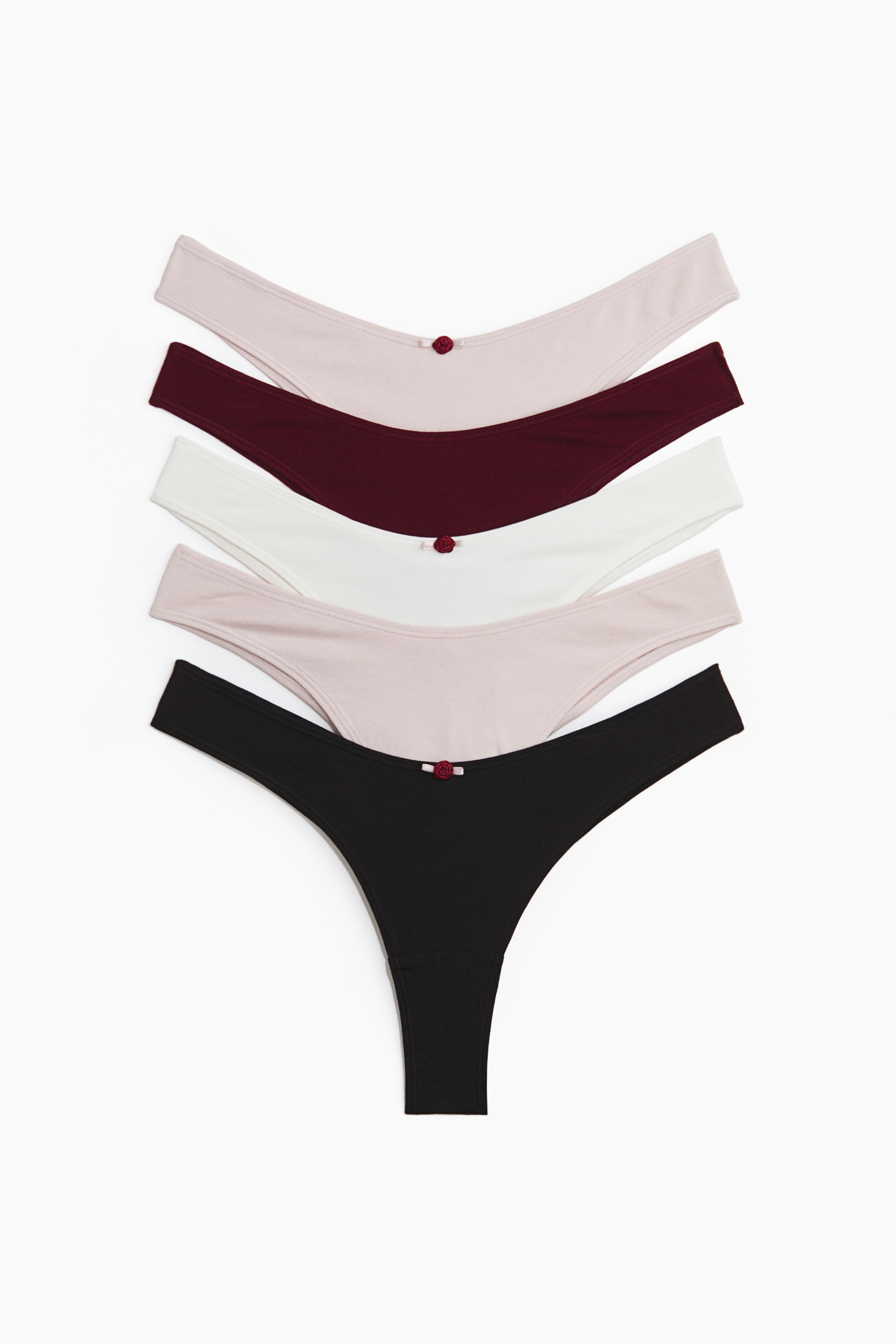 Dame - Sort/Pudderrosa 5-pack truse brazilian i bomull - Size: L  - H&M