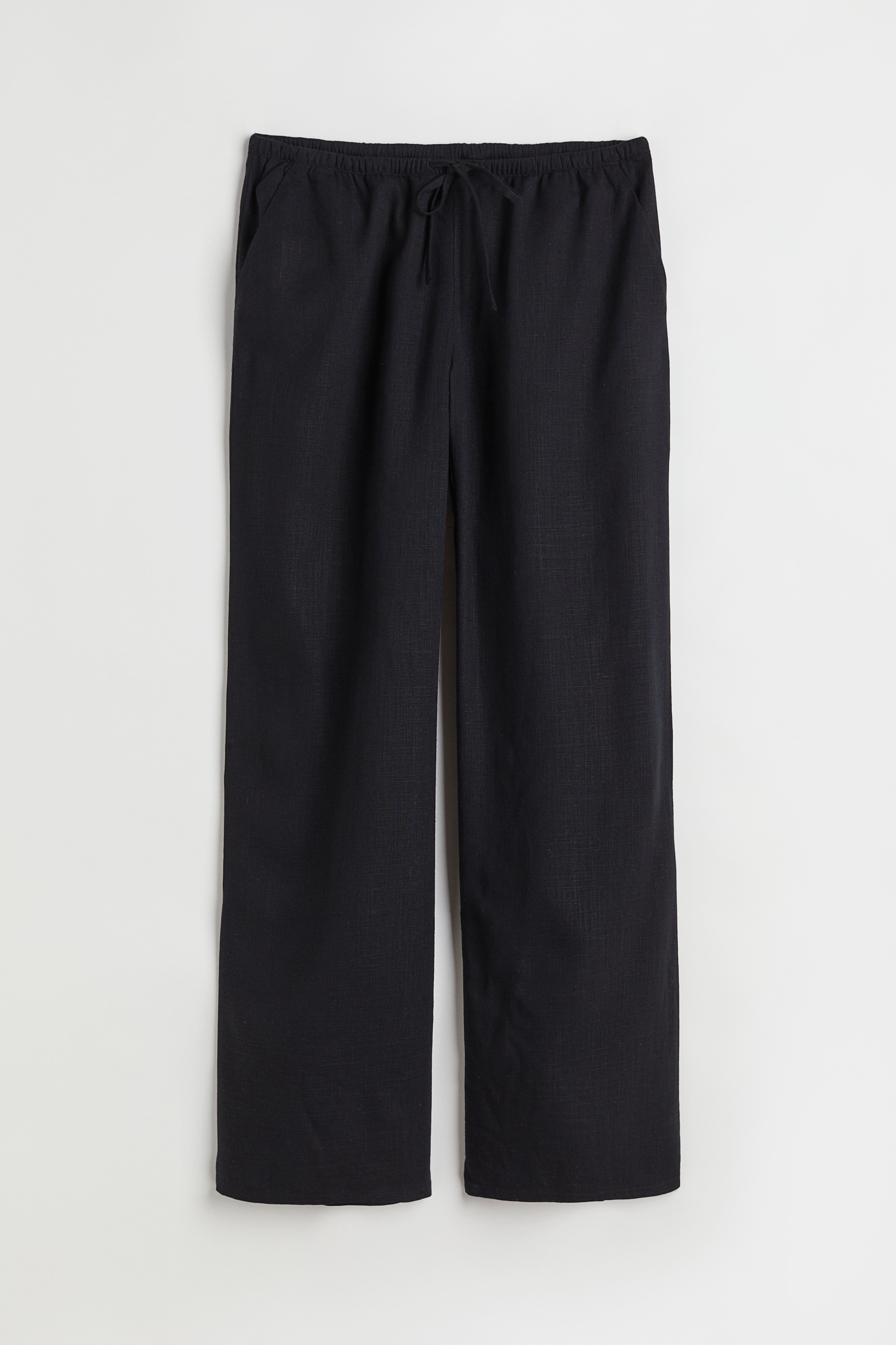 Linen blend Pull on Pants Black Ladies H M CA