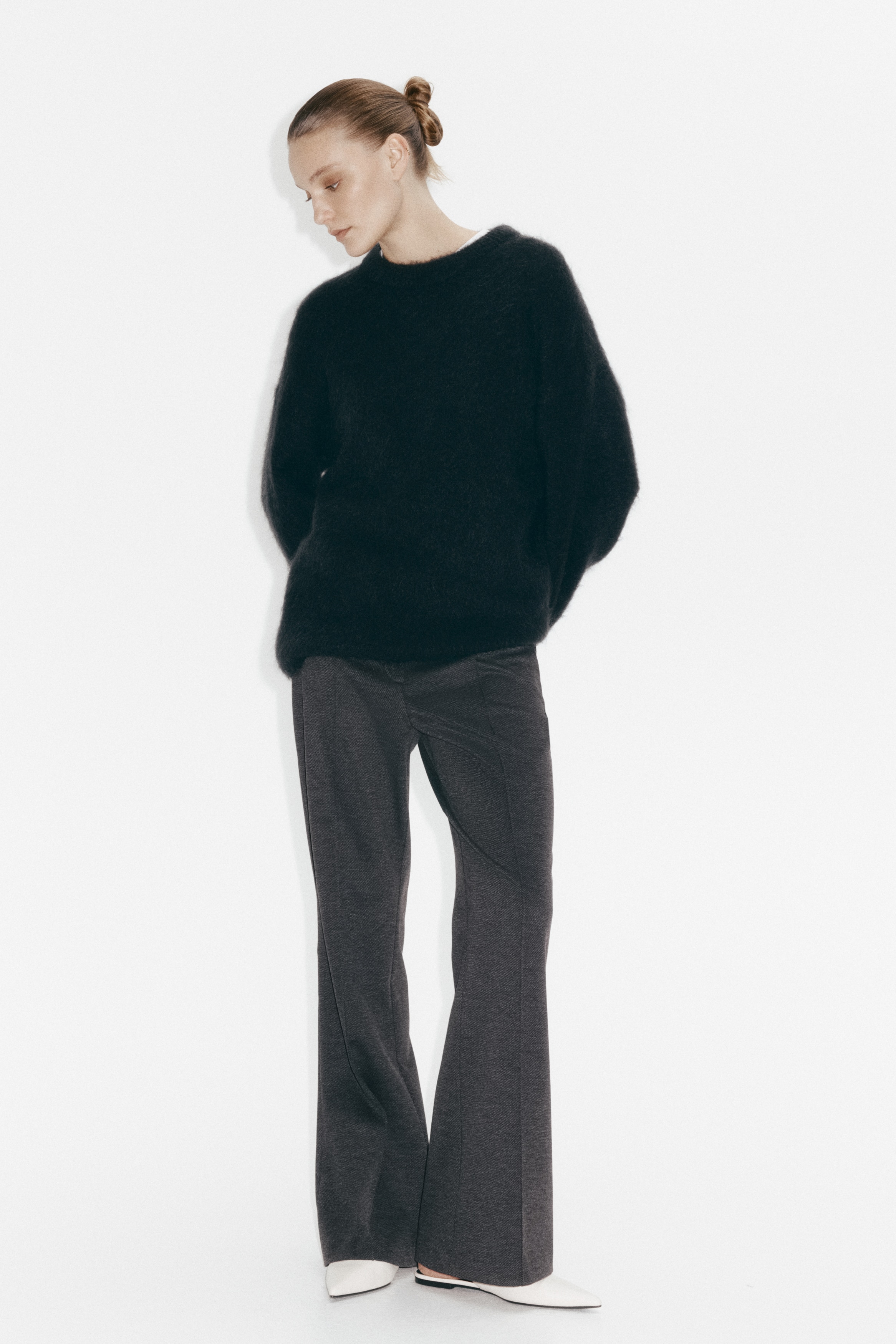 Bootcut-broek met persvouwen - Donkergrijs/Zwart/Donkerbruin