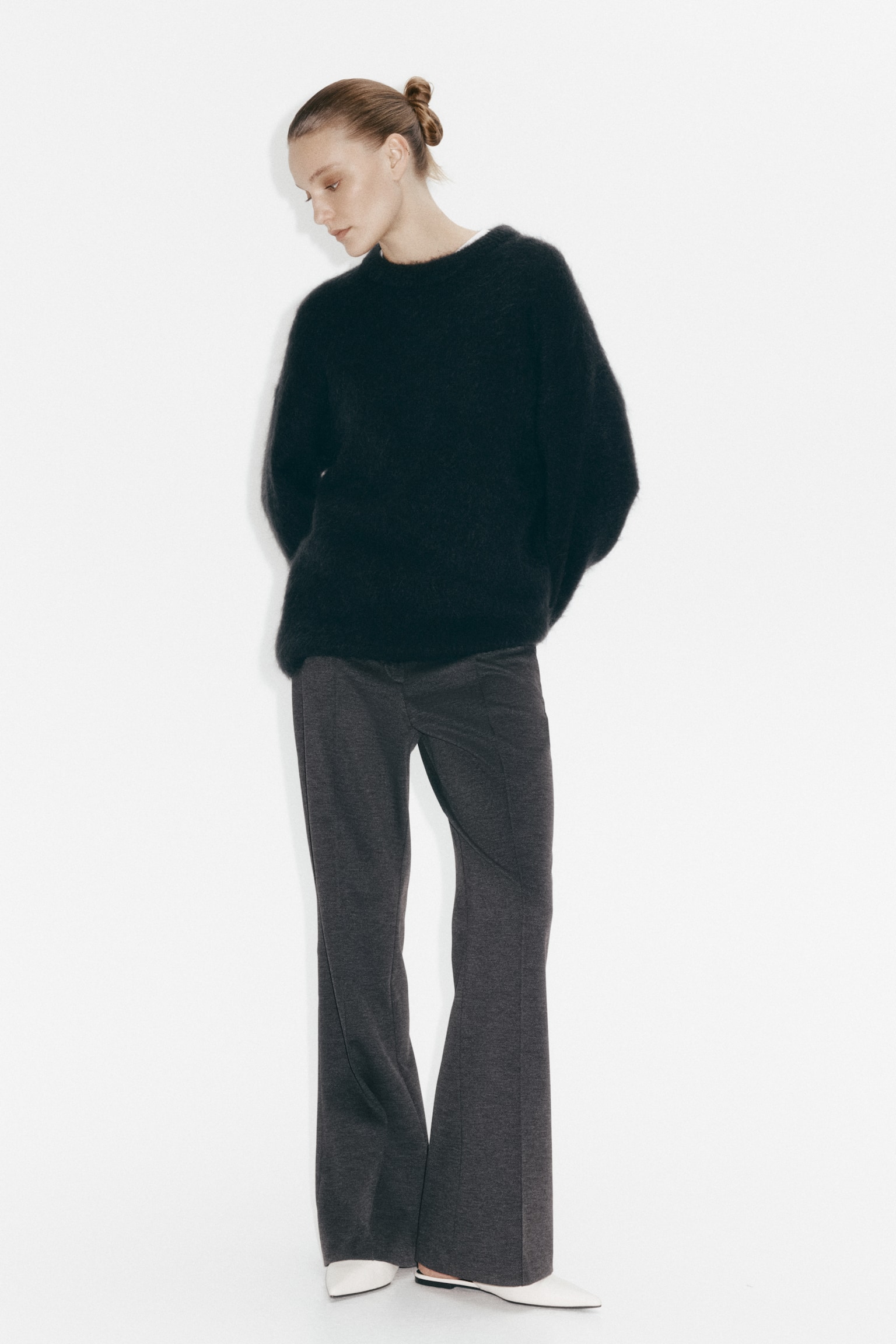 Bootcut crease-front trousers - Dark grey/Dark brown/Black - 1