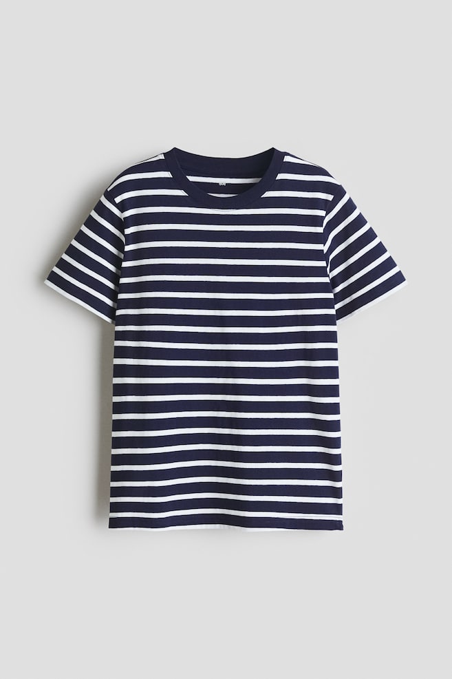 Cotton T-shirt - Navy blue/Striped/Dark green/Light dusty green/Light blue/Red/Light dusty blue/Beige marl/Light beige marl/Grey/Black/Sage green - 1